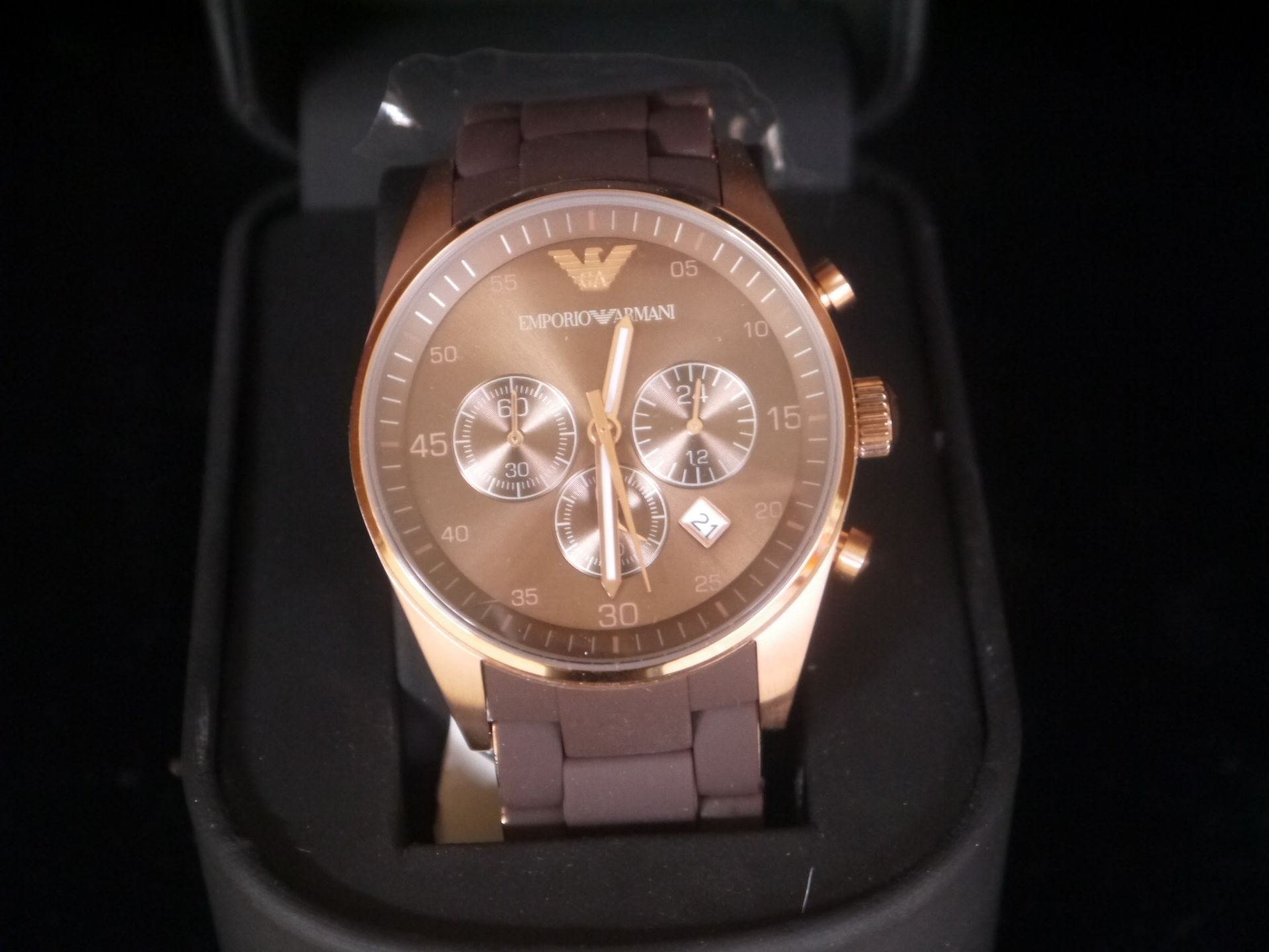 NO VAT!! Emporio Armani Chronograph Gents Watch (AR5890) New, boxed and ticking. RRP £341. See link.