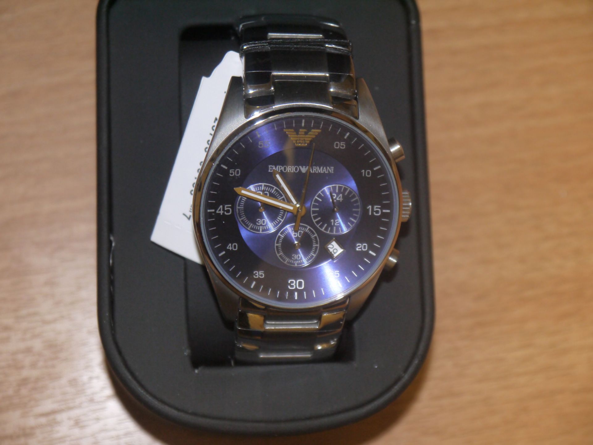 NO VAT!! Armani AR5860 Mens Stainless Steel Watch. New, boxed and ticking.