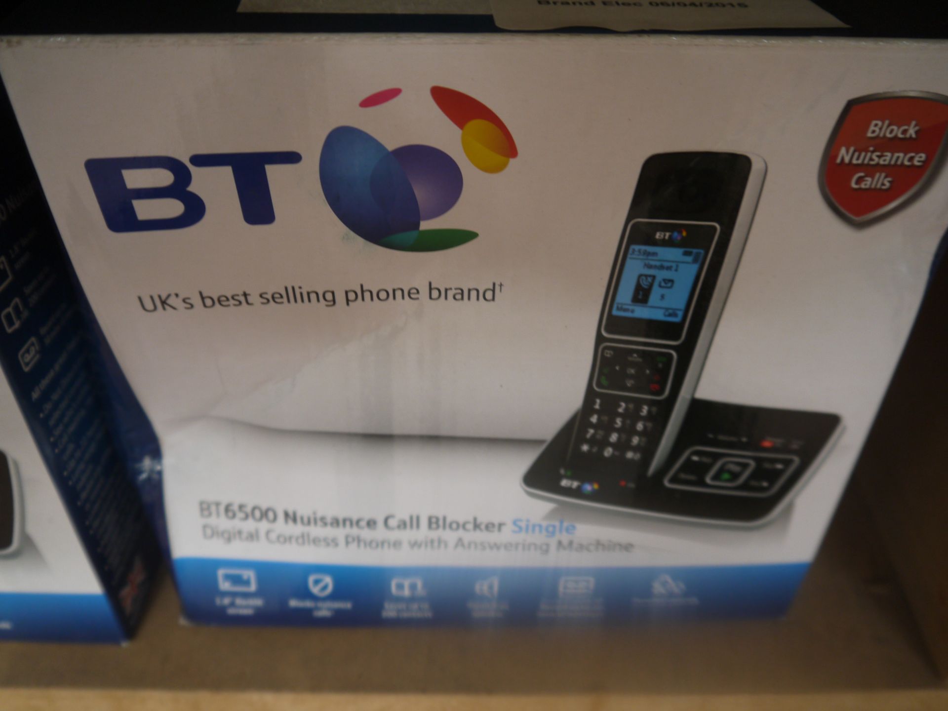 BT 6500 single cordless digital phone with answer machine and nuisance call blocker, boxed