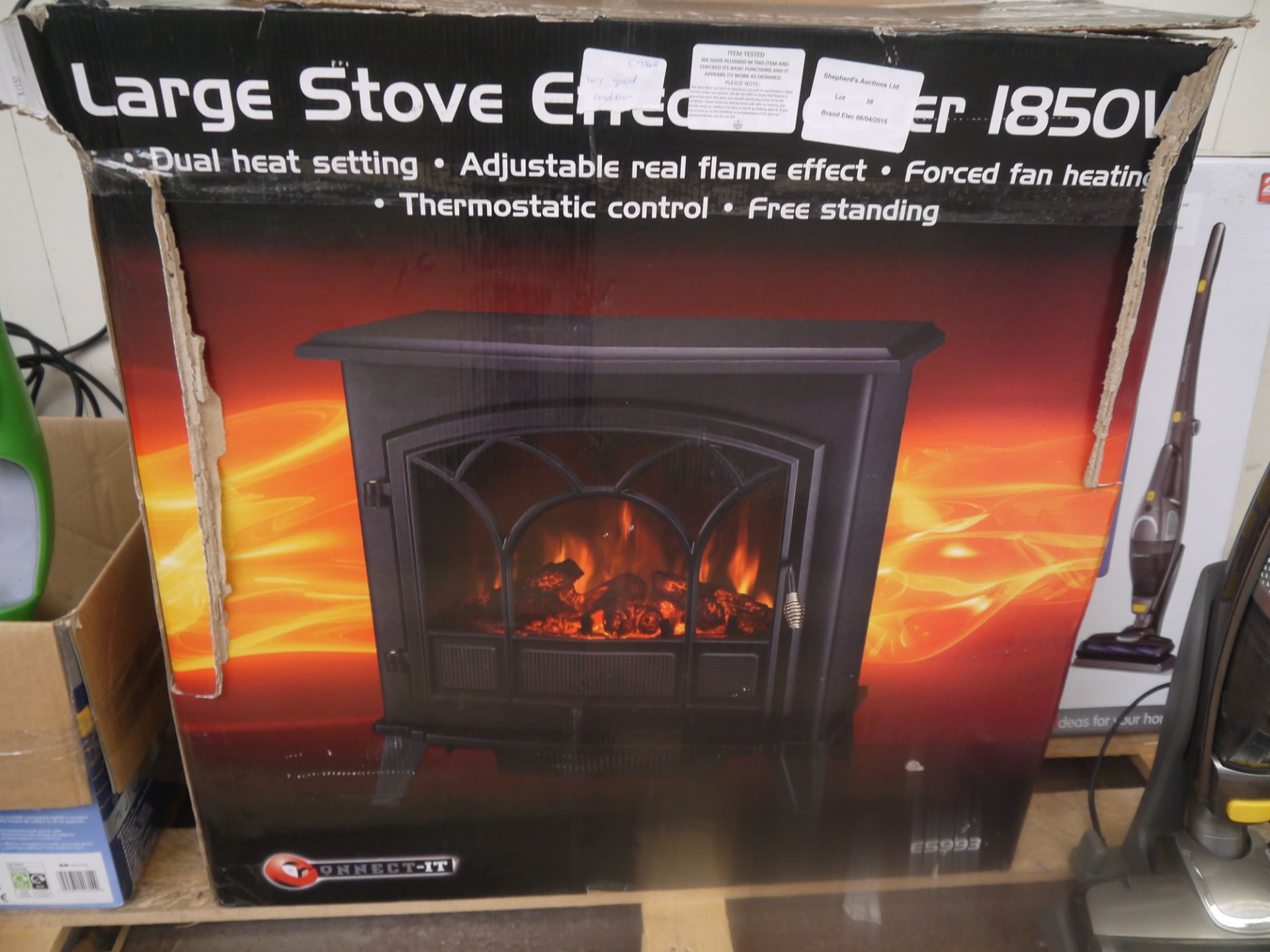 1850w Large Stove effect heater, tested working and boxed