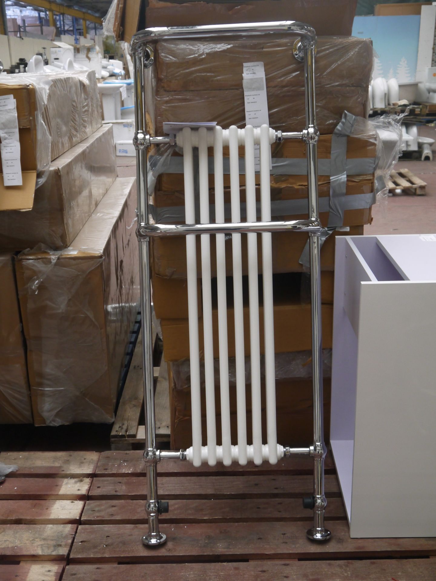Imperial Malmo 6 bar chrome plated brass 1500 floor standing radiator, new and boxed RRP £952 at