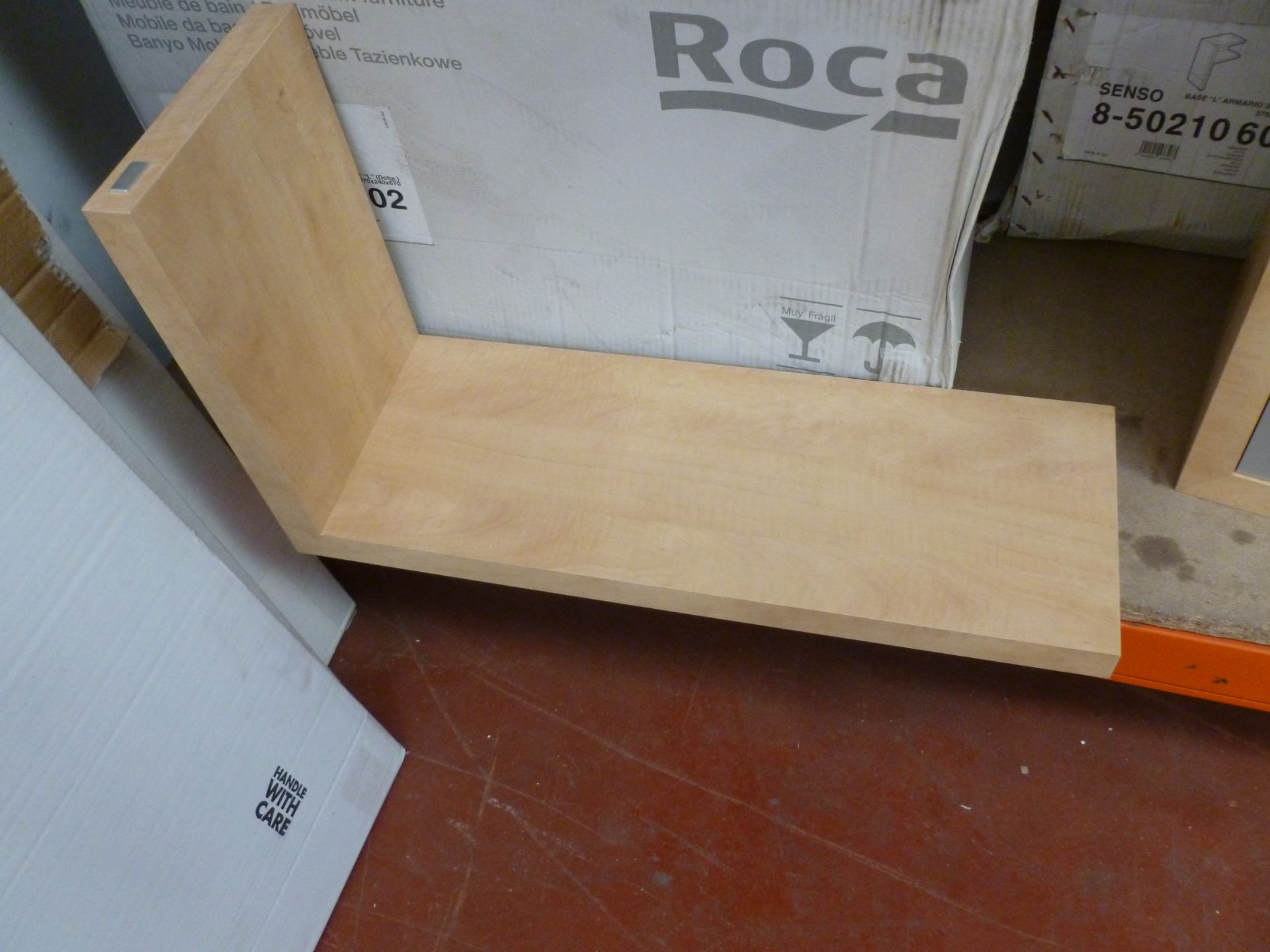 Roca Senso L shaped shelf in Apple wood, new and boxed