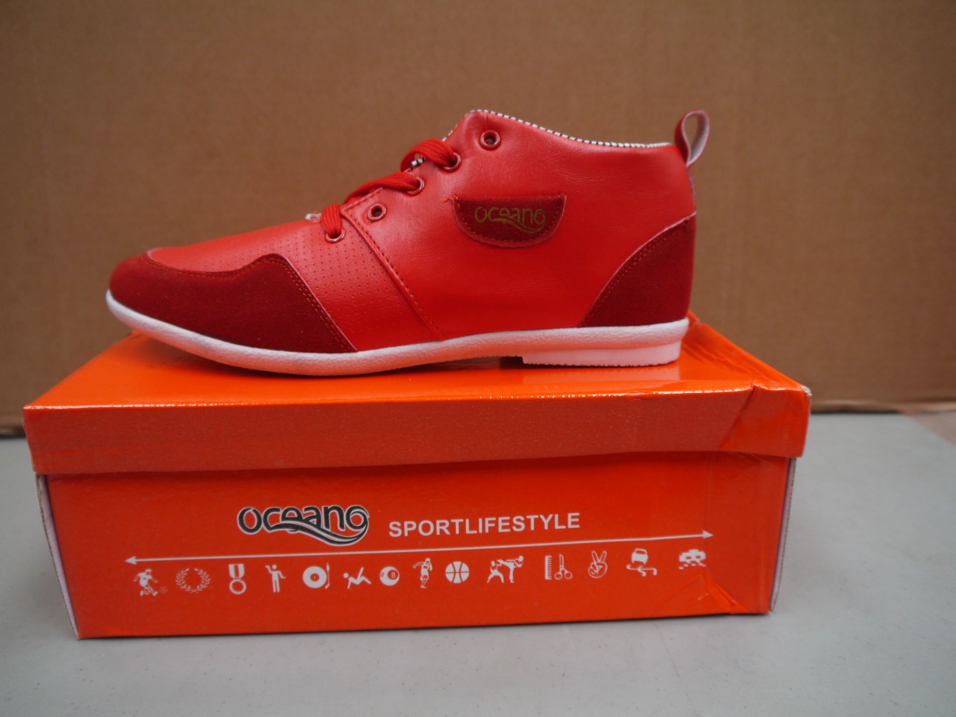 Mens Red Suede and leather Oceano trainer style boot new and boxed size UK9