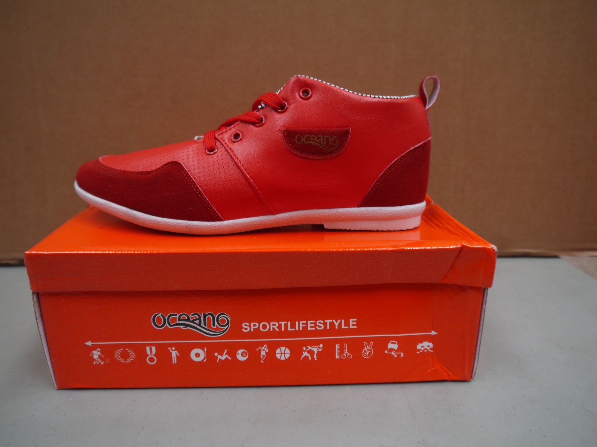 Mens Red Suede and leather Oceano trainer style boot new and boxed size UK10