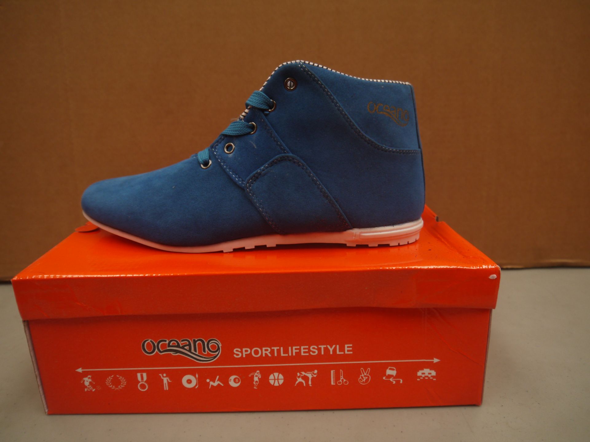 Mens Blue Suede Oceano trainer style boot new and boxed size UK8