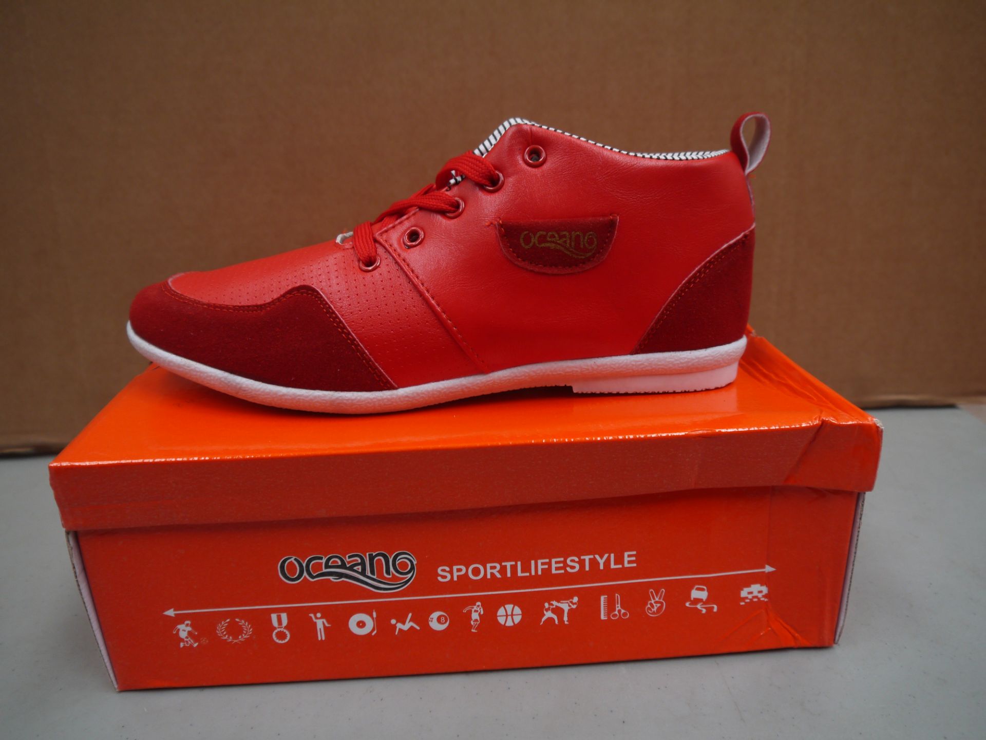 Mens Red Suede and leather Oceano trainer style boot new and boxed size UK11