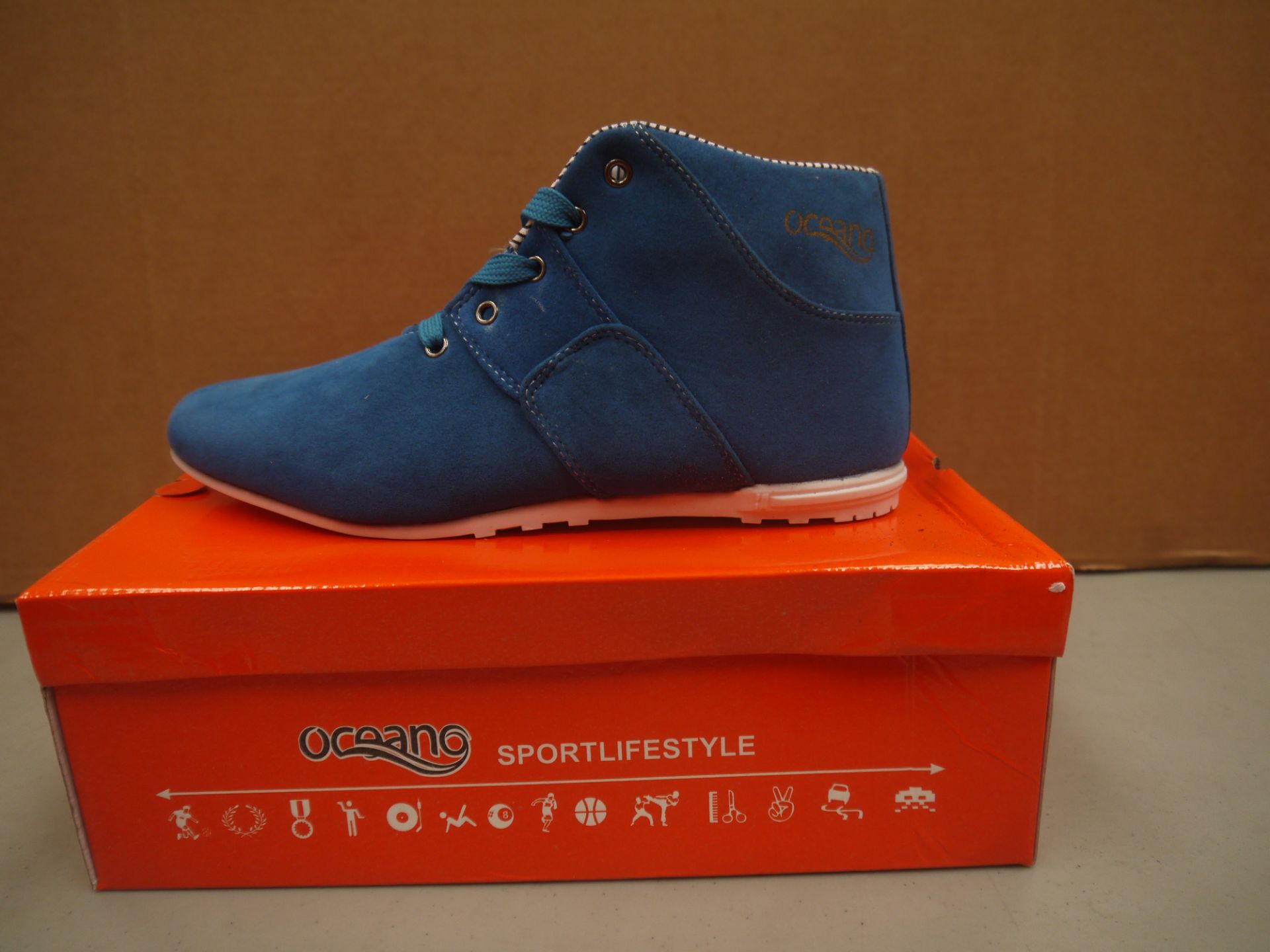 Mens Blue Suede Oceano trainer style boot new and boxed size UK8