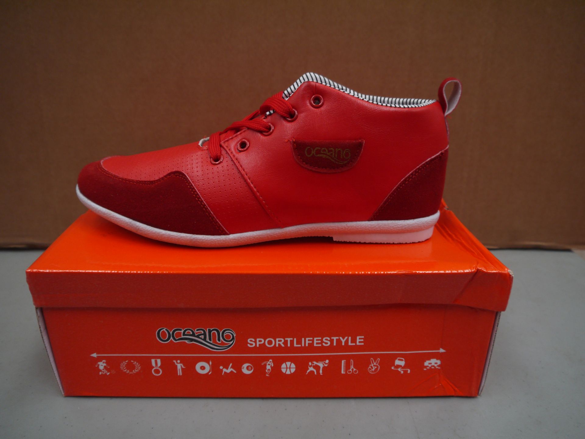 Mens Red Suede and leather Oceano trainer style boot new and boxed size UK8