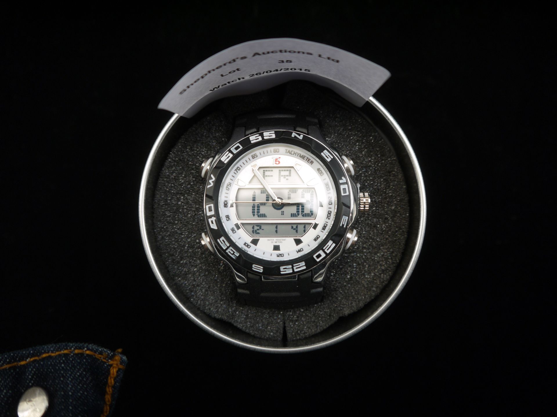 The T5 Jerez J2 has a black digital dial and case. Alarm, Chronograph and Date Function with Black