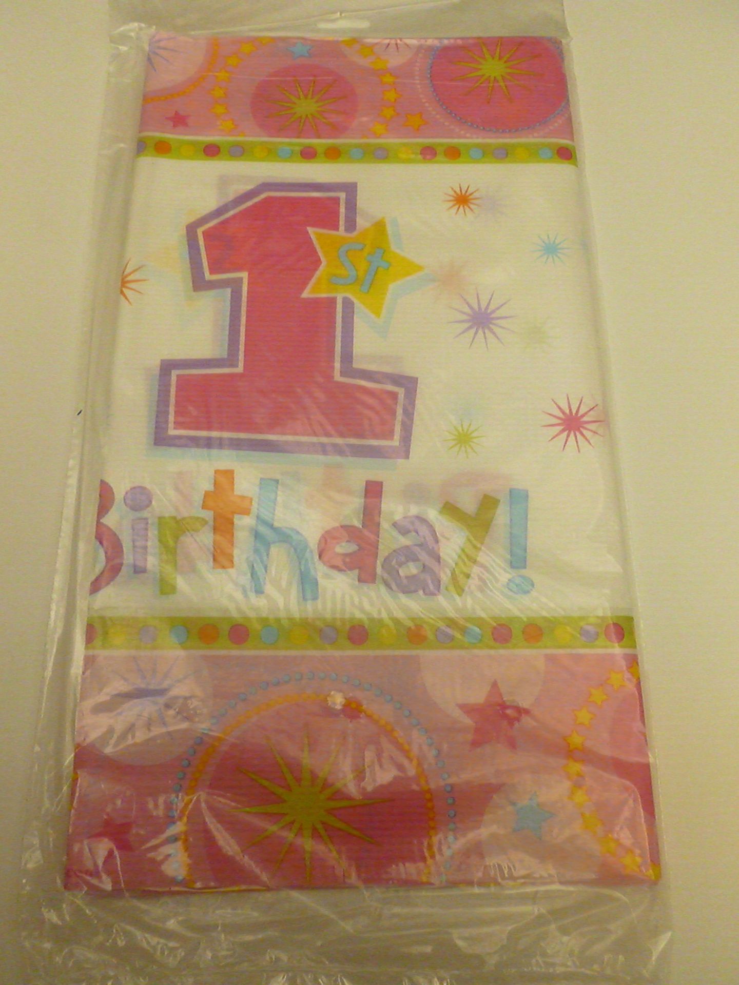 20 packs of 6 Girls 1st Birthday Paper Tablecover. 54'' x 102'' New, in original packaging and boxed