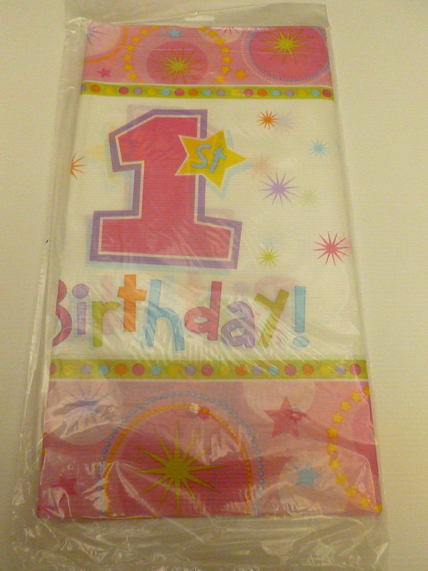 20 packs of 6 Girls 1st Birthday Paper Tablecover. 54'' x 102'' New, in original packaging and boxed