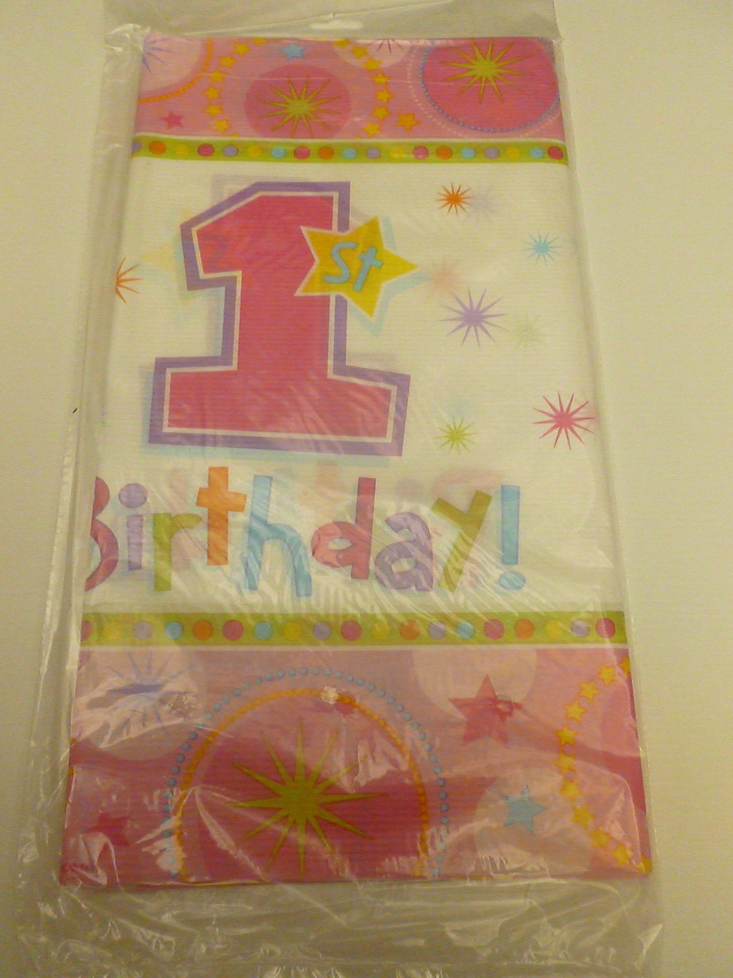 20 packs of 6 Girls 1st Birthday Paper Tablecover. 54'' x 102'' New, in original packaging and boxed