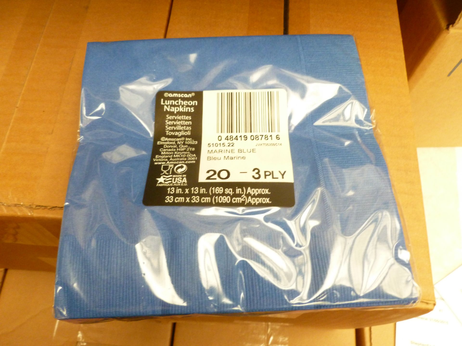 12 packs of 20 Marine Blue Lunch Napkins. 13'' x 13''