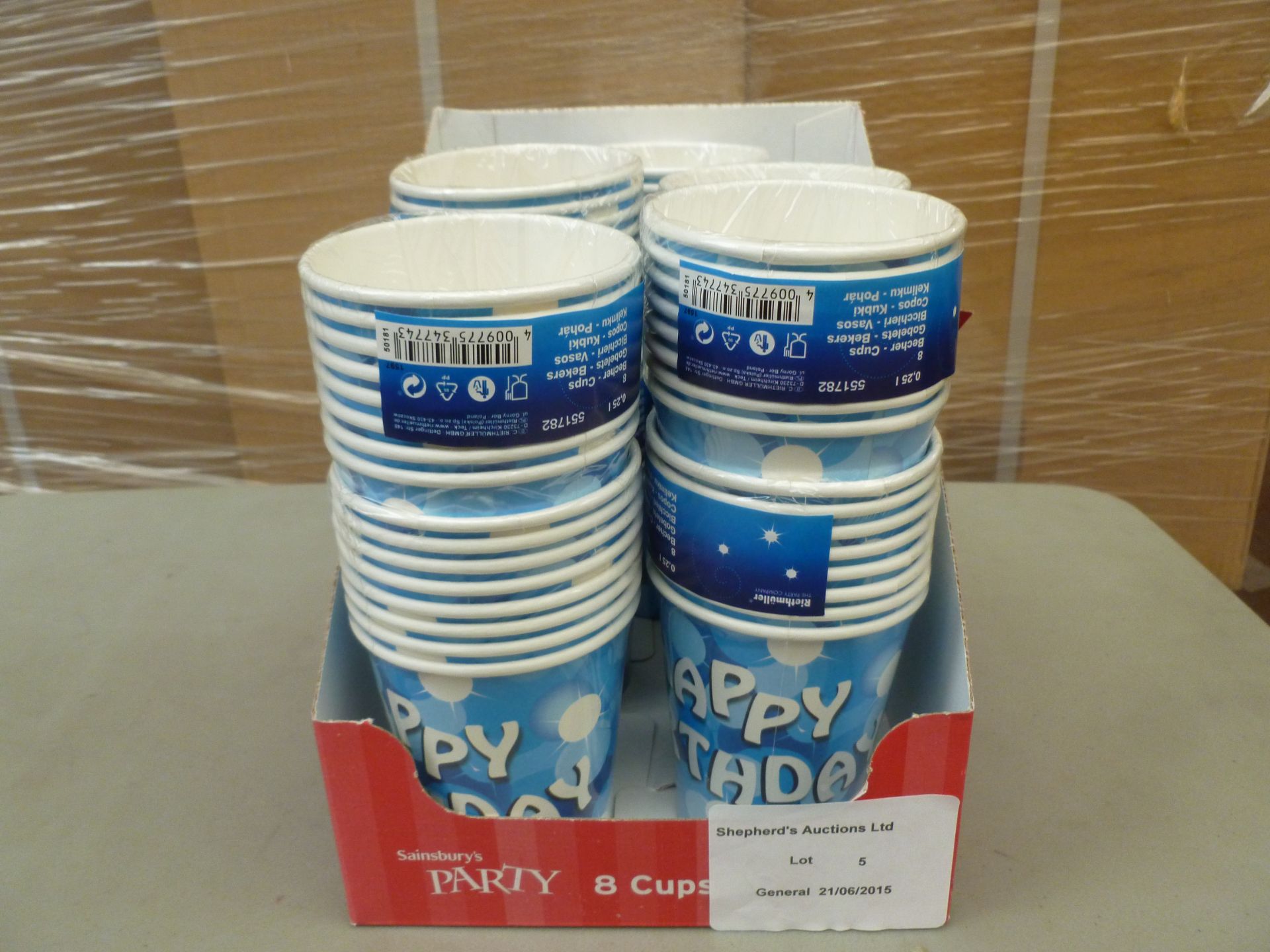 80x Happy Birthday Blue Cups. New, sealed and boxed.