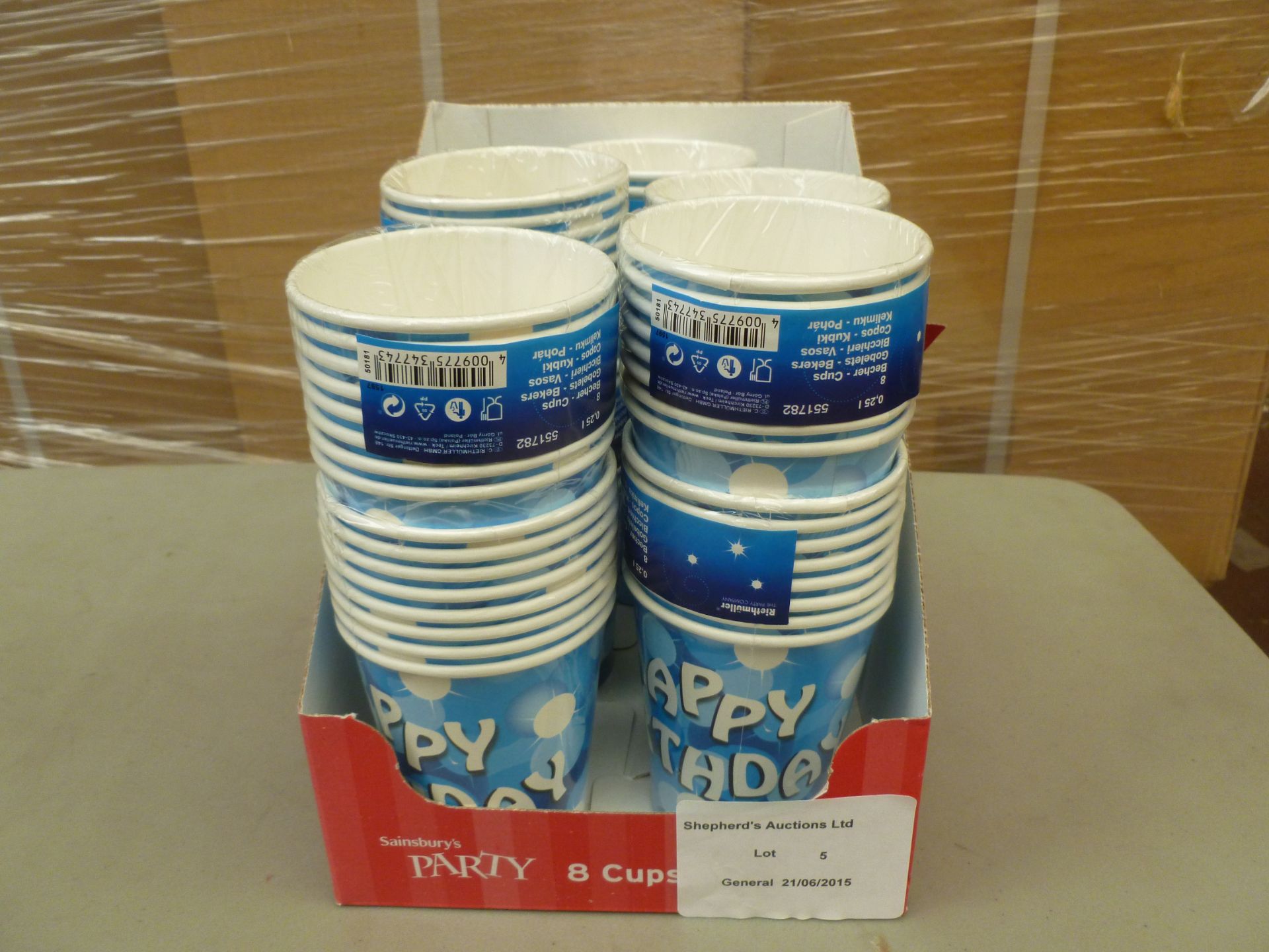 80x Happy Birthday Blue Cups. New, sealed and boxed.