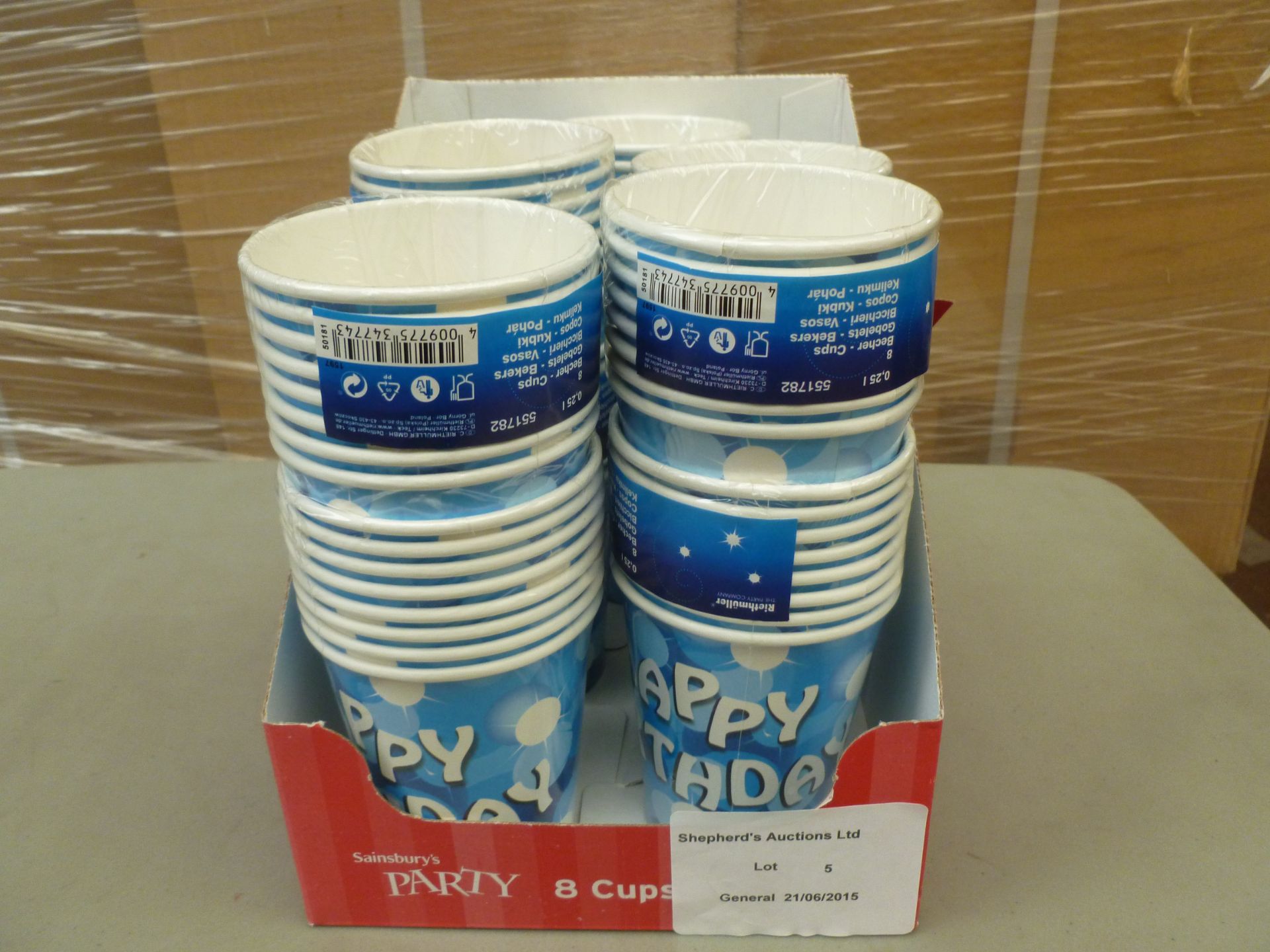 80x Happy Birthday Blue Cups. New, sealed and boxed.