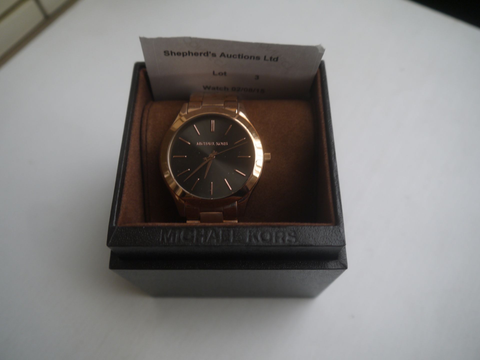 NO VAT!!! Michael Kors MK3181 Rose Gold coloured Chocolate Brown face Watch. New, boxed and tickin