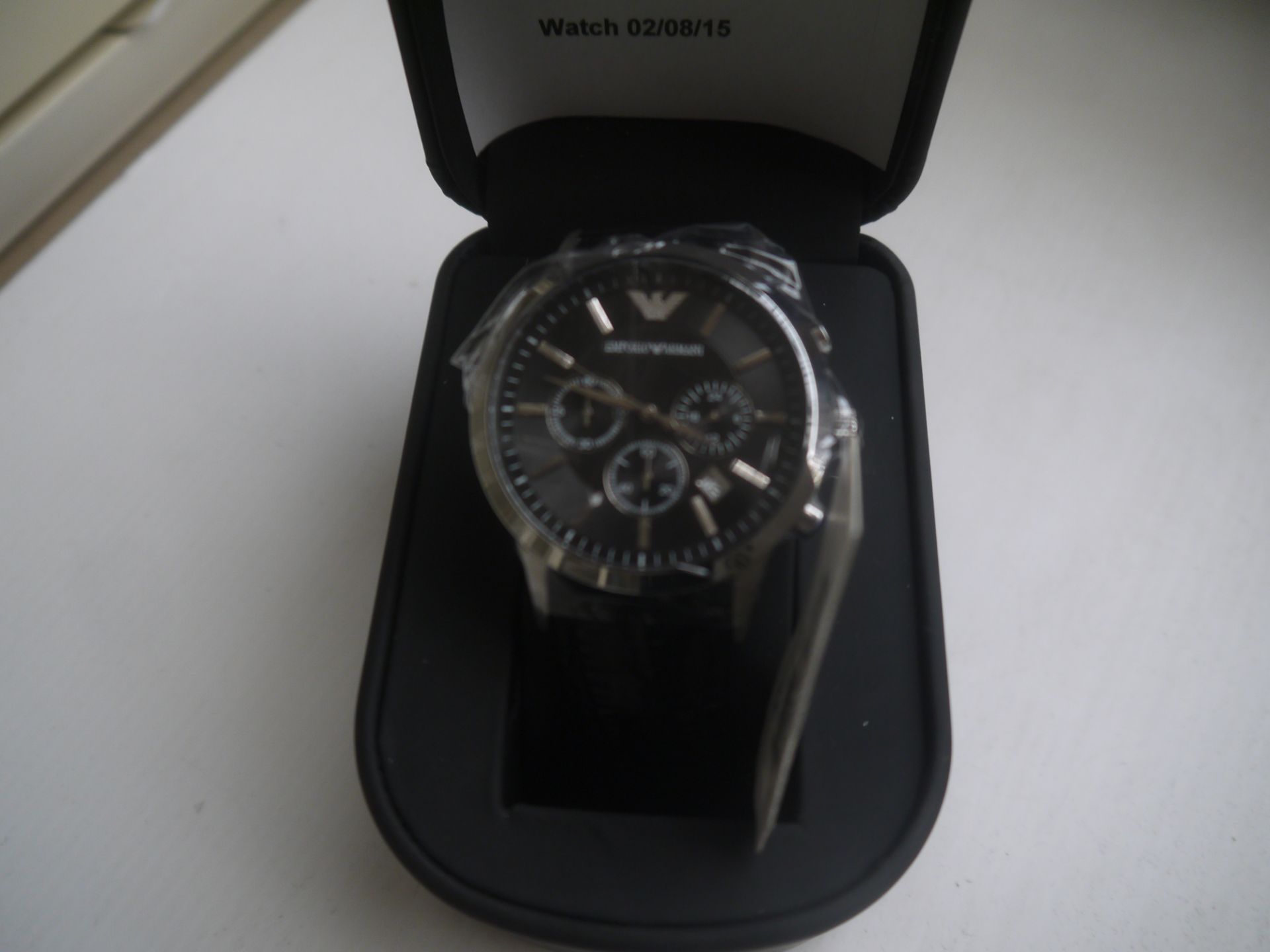 NO VAT!! Armani AR2447 Chronograph Gents Watch. New, boxed and ticking. With authentication card and