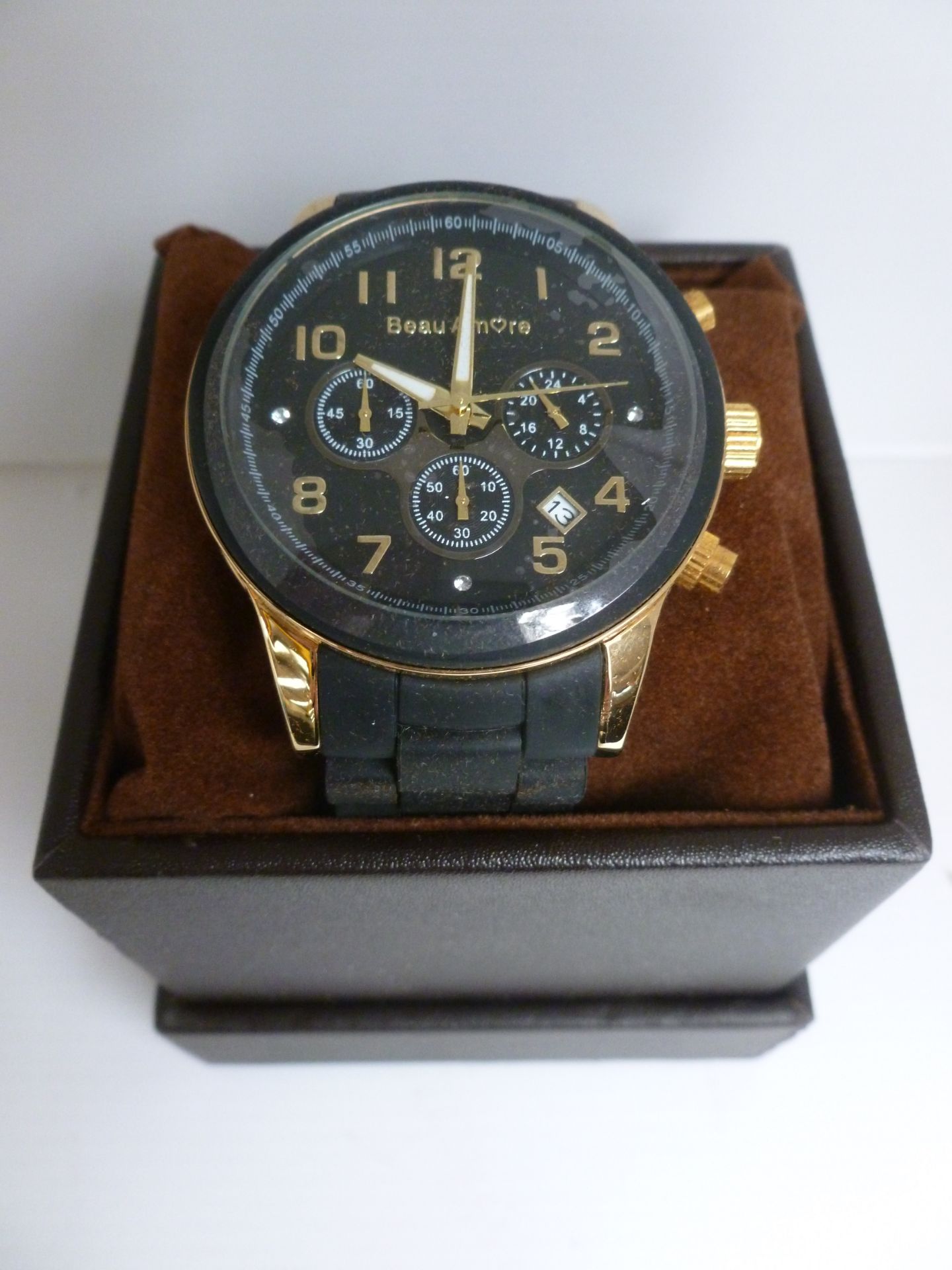 NO VAT!! Beau Amore Black and Gold coloured Watch in the style of the very popular Michael Kors