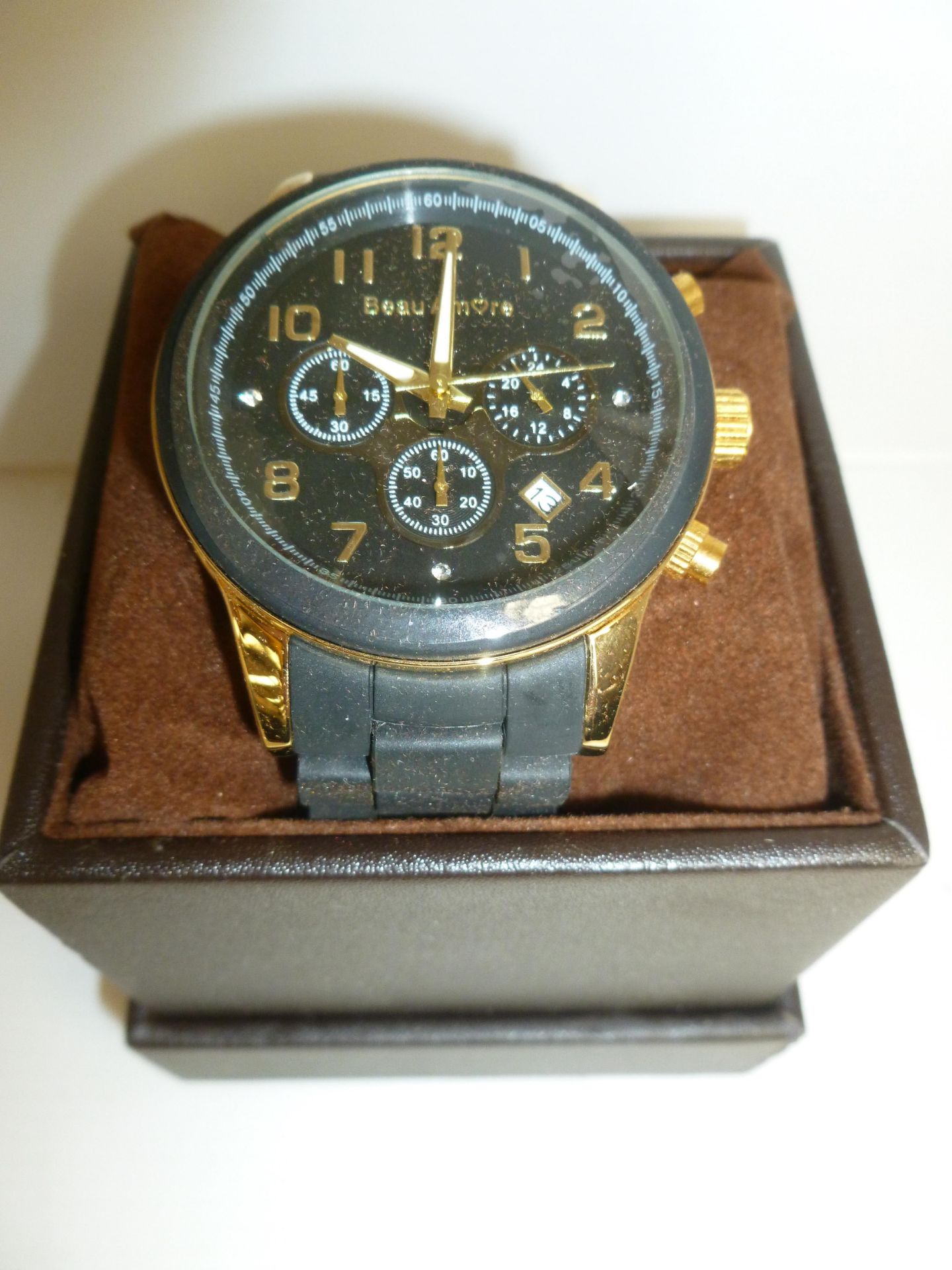 NO VAT!! Beau Amore Black and Gold coloured Watch in the style of the very popular Michael Kors