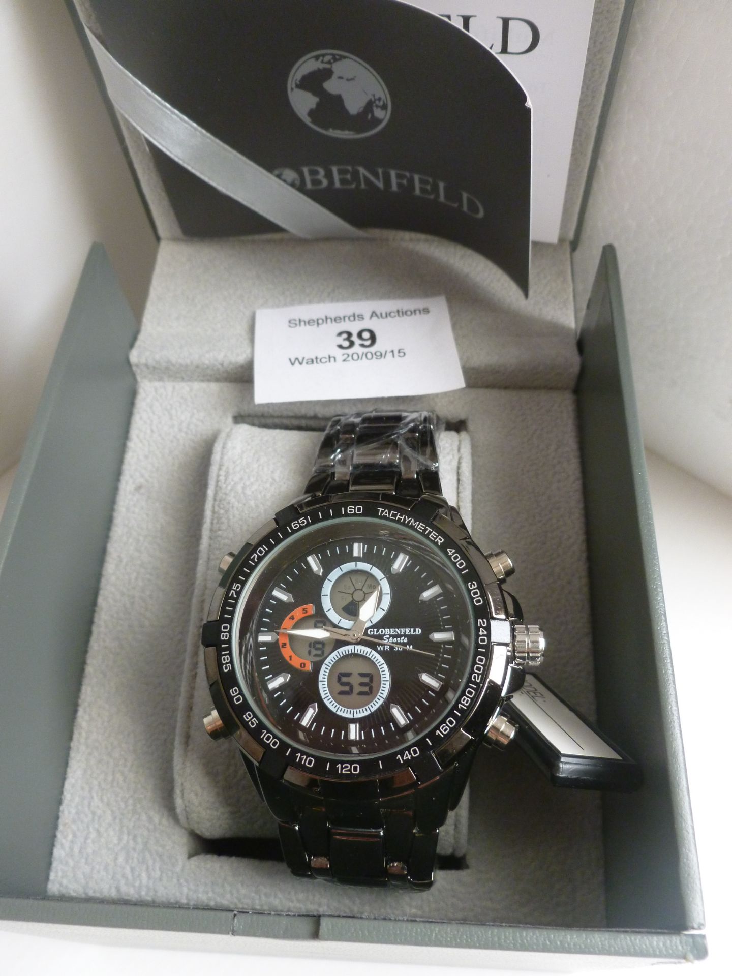 NO VAT!! Globenfeld Sport Mens Watch with Gunmetal Coloured strap and surround 9101B new in