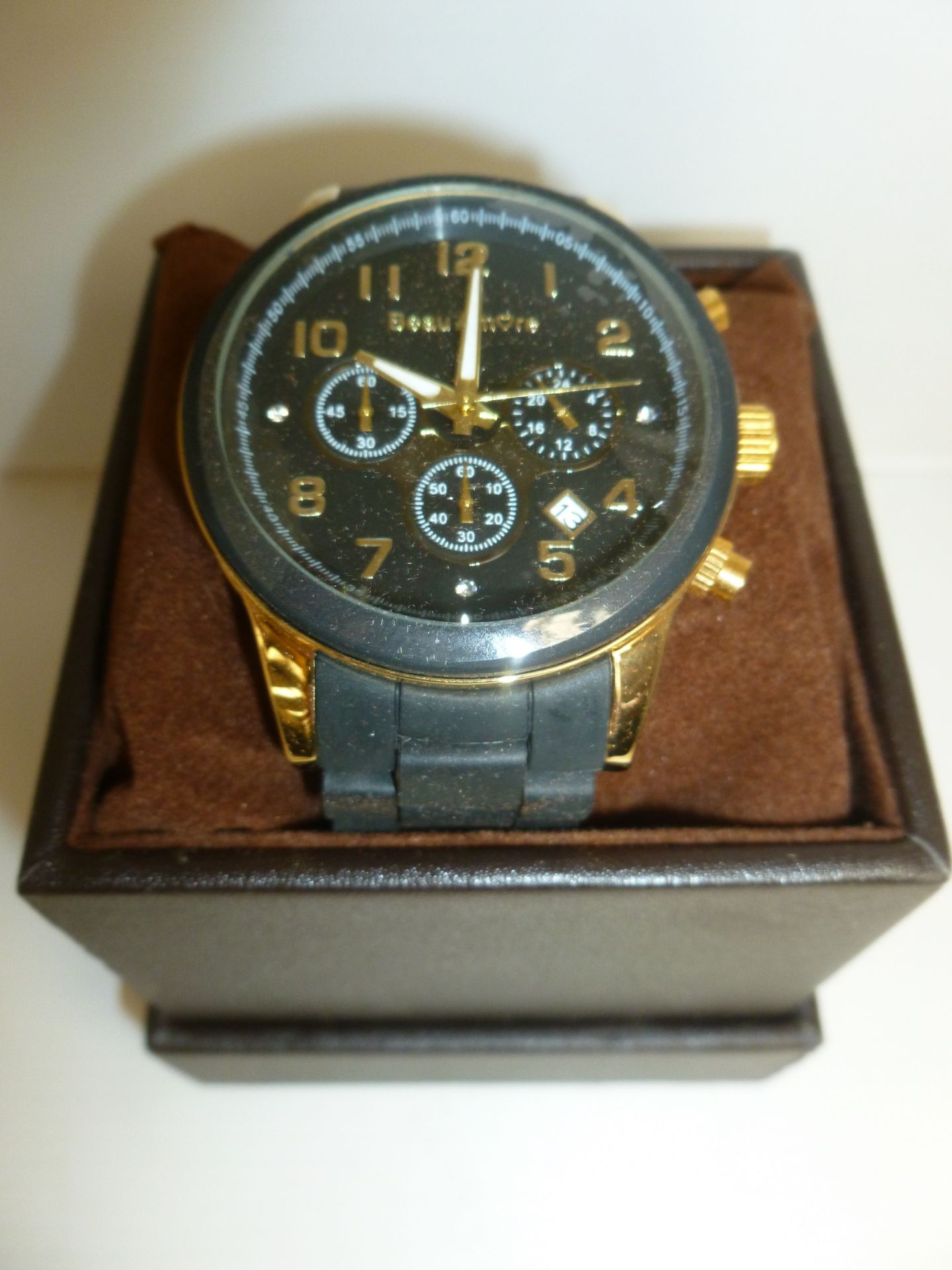 NO VAT!! Beau Amore Black and Gold coloured Watch in the style of the very popular Michael Kors