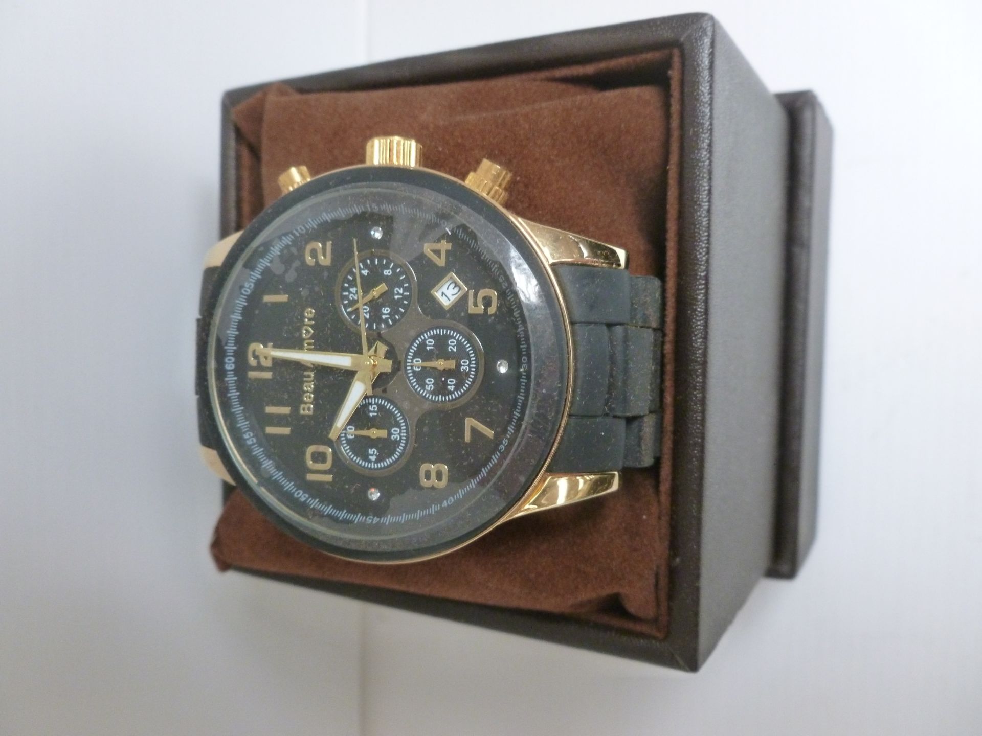 NO VAT!! Beau Amore Black and Gold coloured Watch in the style of the very popular Michael Kors