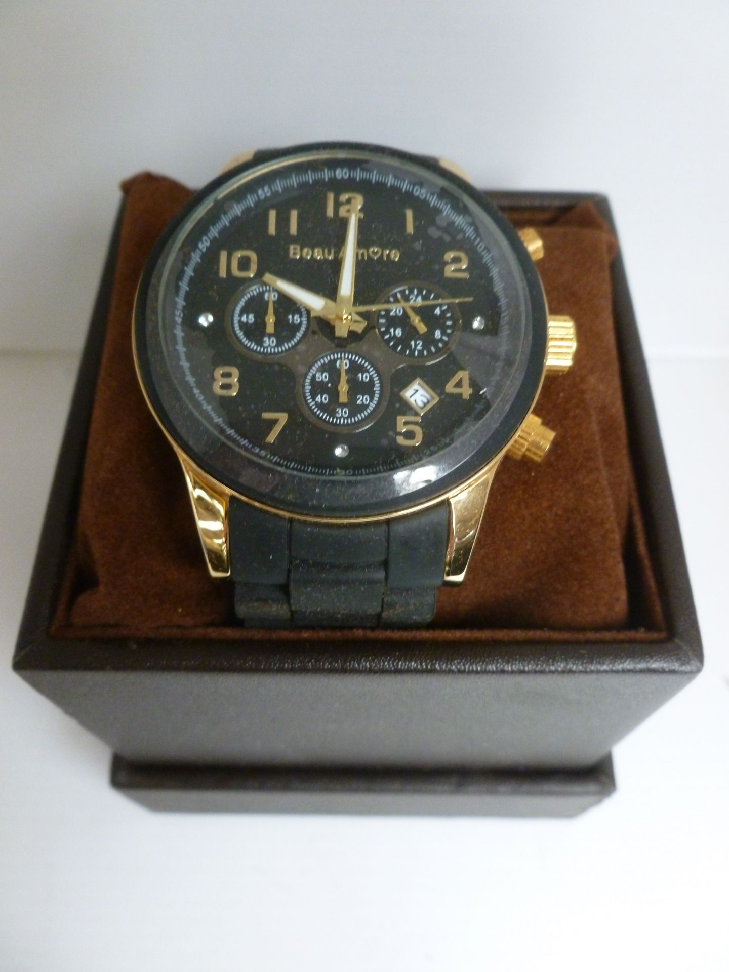 NO VAT!! Beau Amore Black and Gold coloured Watch in the style of the very popular Michael Kors