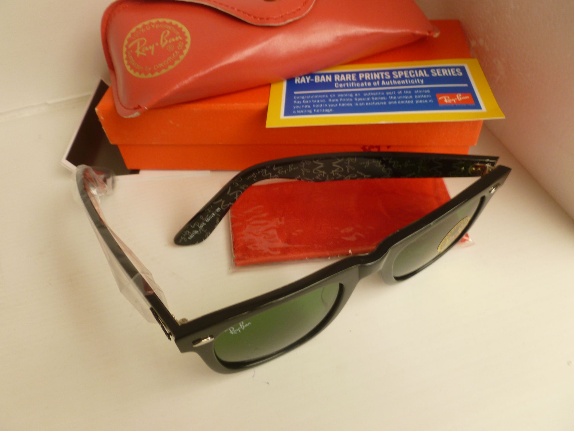 NO VAT Ray Ban Rare Prints Special Series Way Farer Sunglasses with black outer frame & patterned