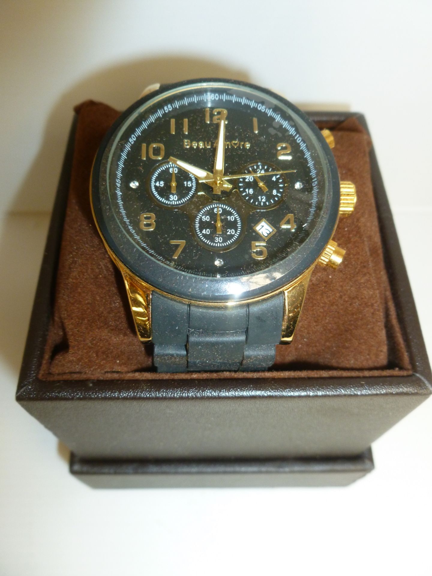 NO VAT!! Beau Amore Black and Gold coloured Watch in the style of the very popular Michael Kors