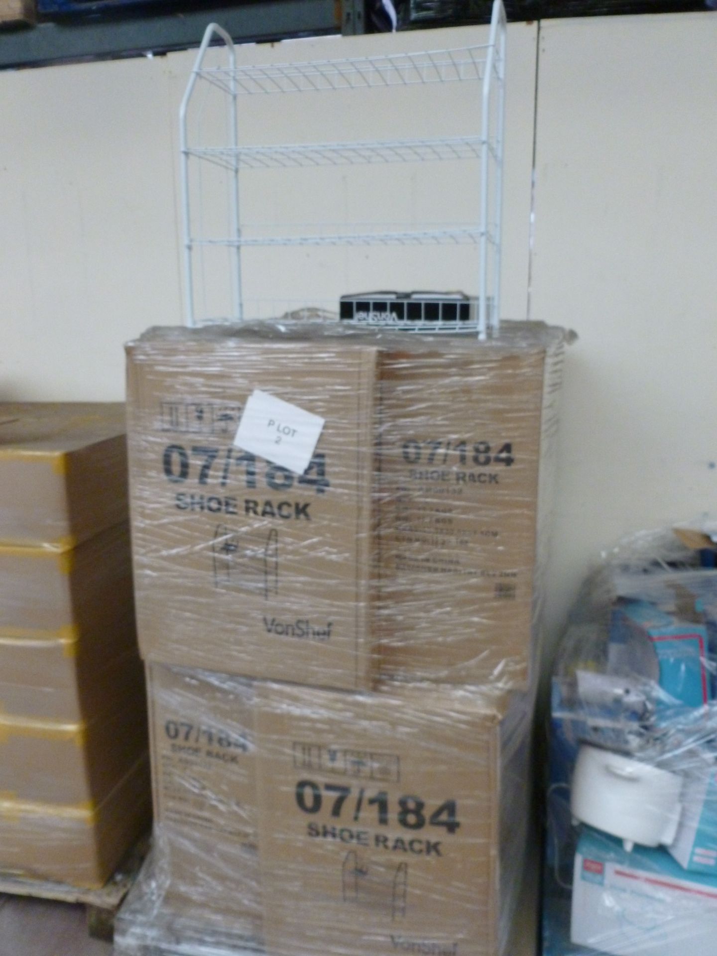 Pallet of approx 72 Von Haus white shoe racks, Brand new overstock, RRP £19.99 giving a total retail