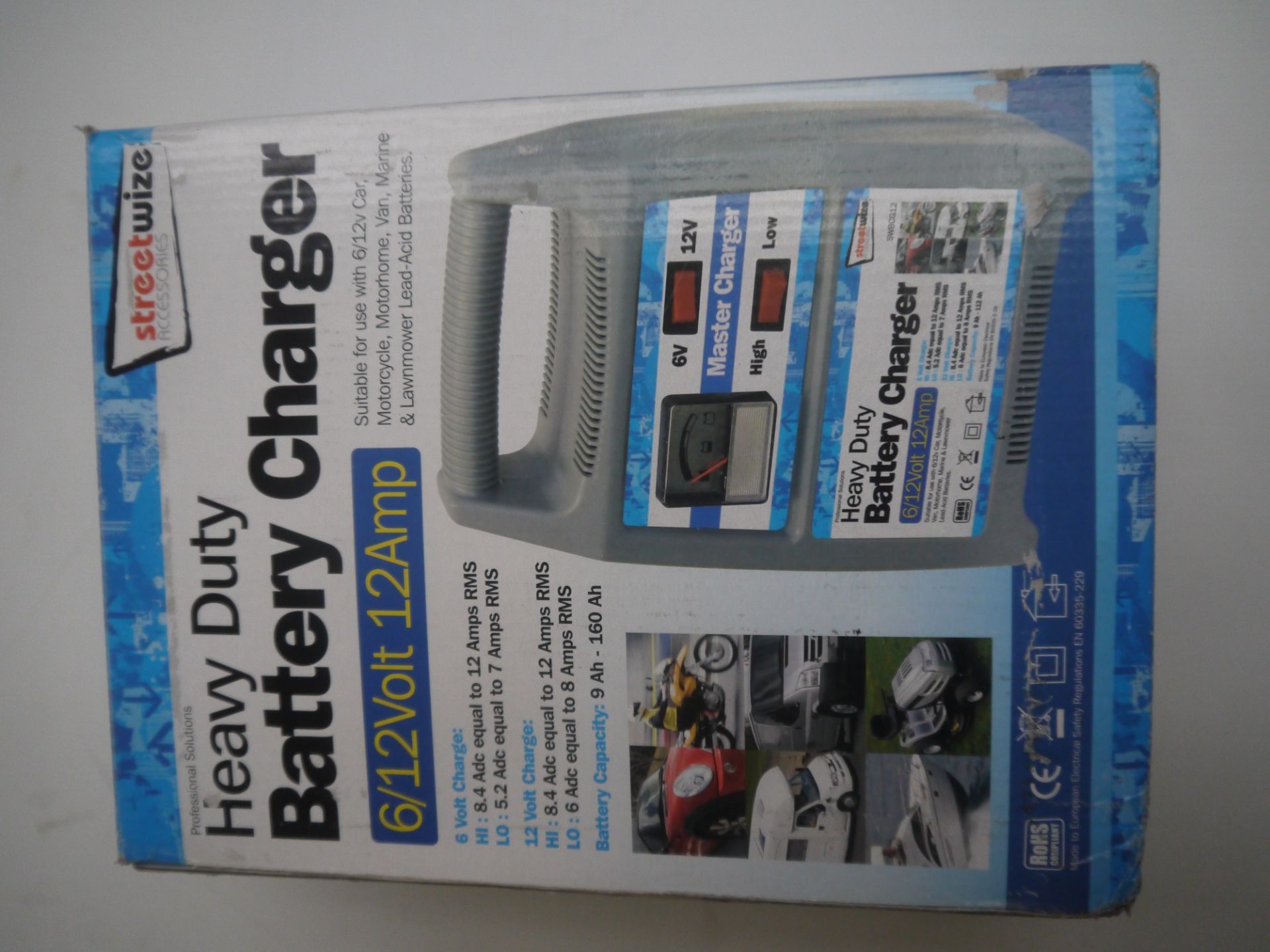 StreetWize 6/12V 12Amp Heavy Duty Battery Charger. Boxed.