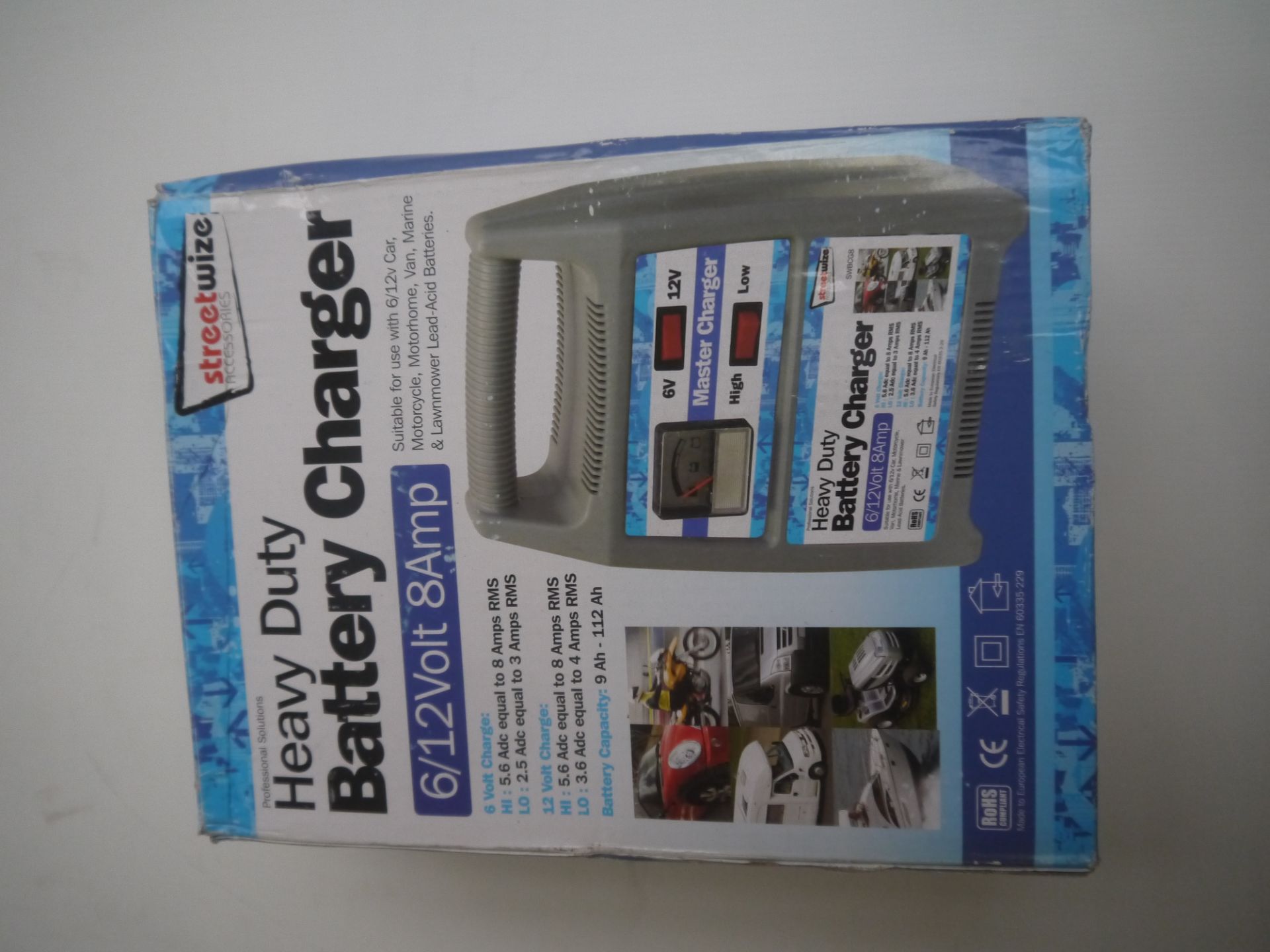 StreetWize 6/12V 8Amp Heavy Duty Battery Charger. Boxed.