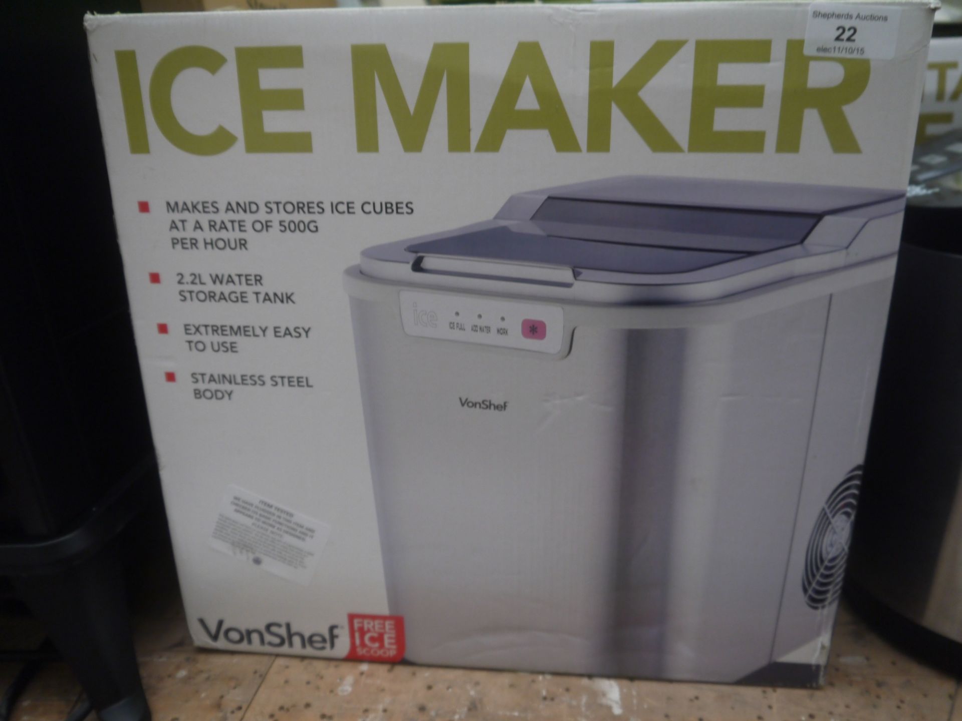 VonShef Ice Maker. Powers up, boxed