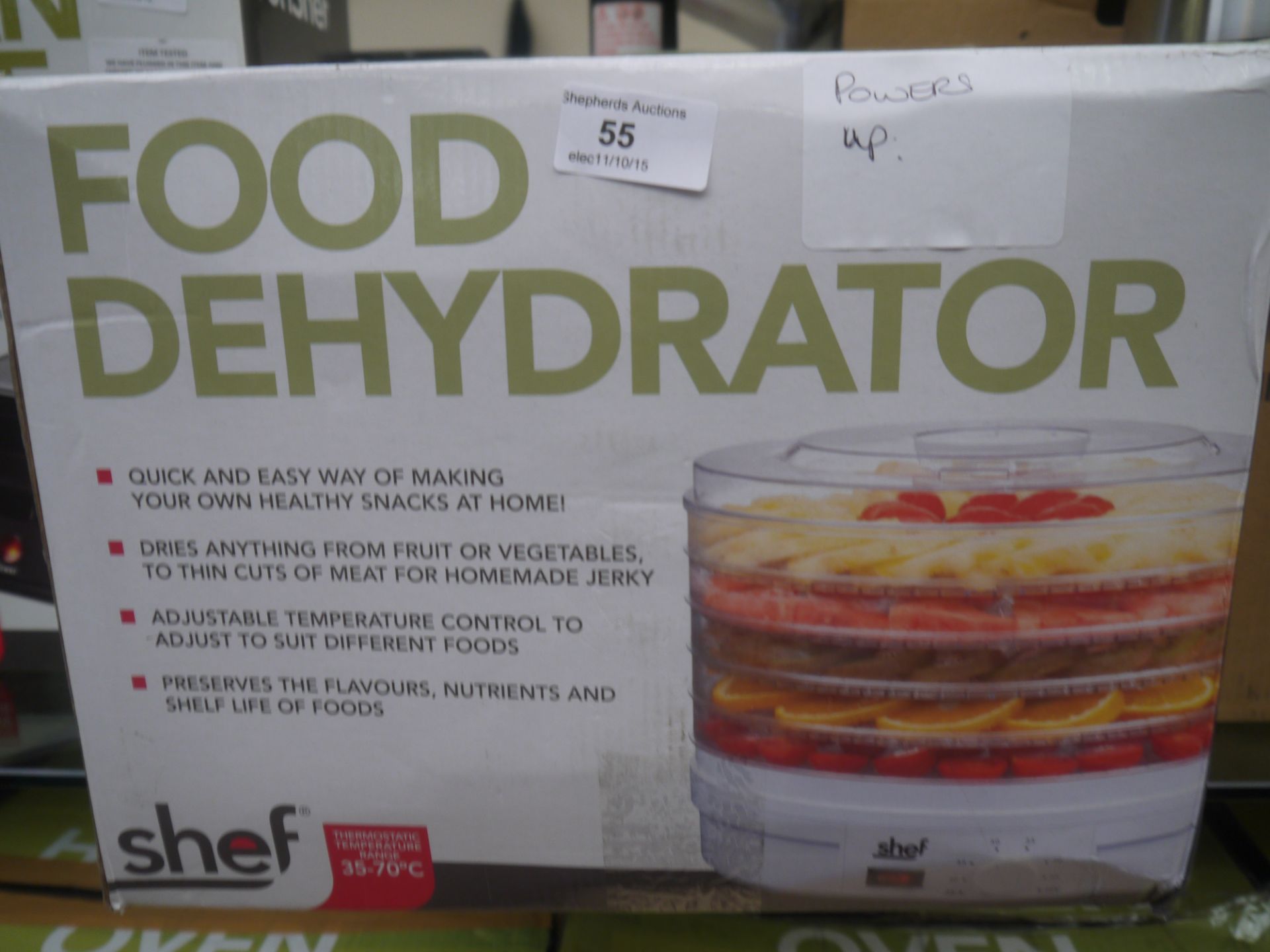 Shef Food Dehydrator powers up & boxed