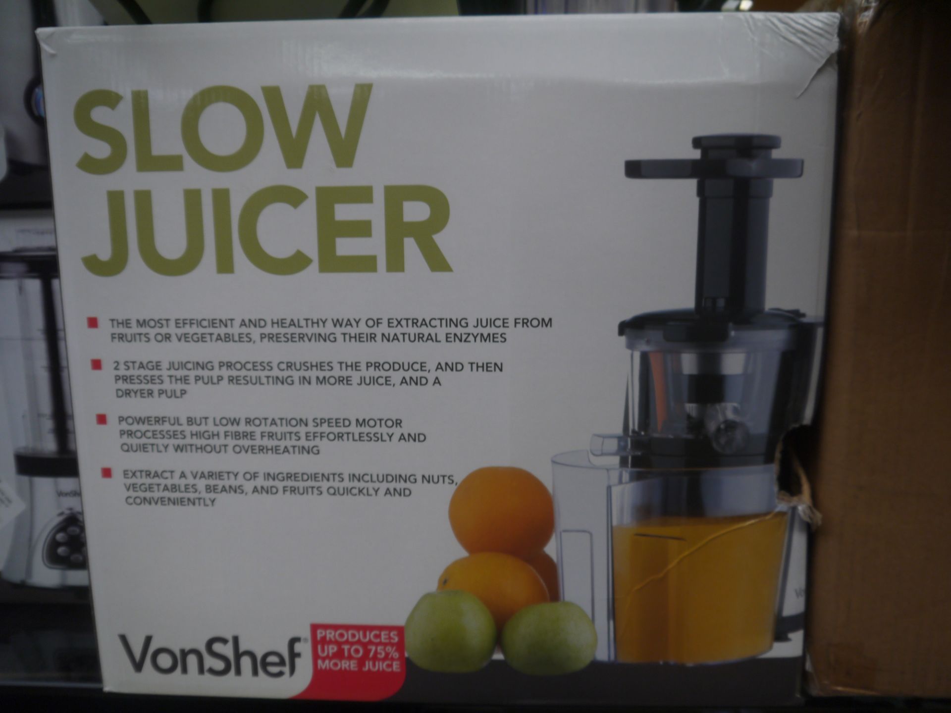 VonShef Slow Juicer. 150w  Powers up & boxed