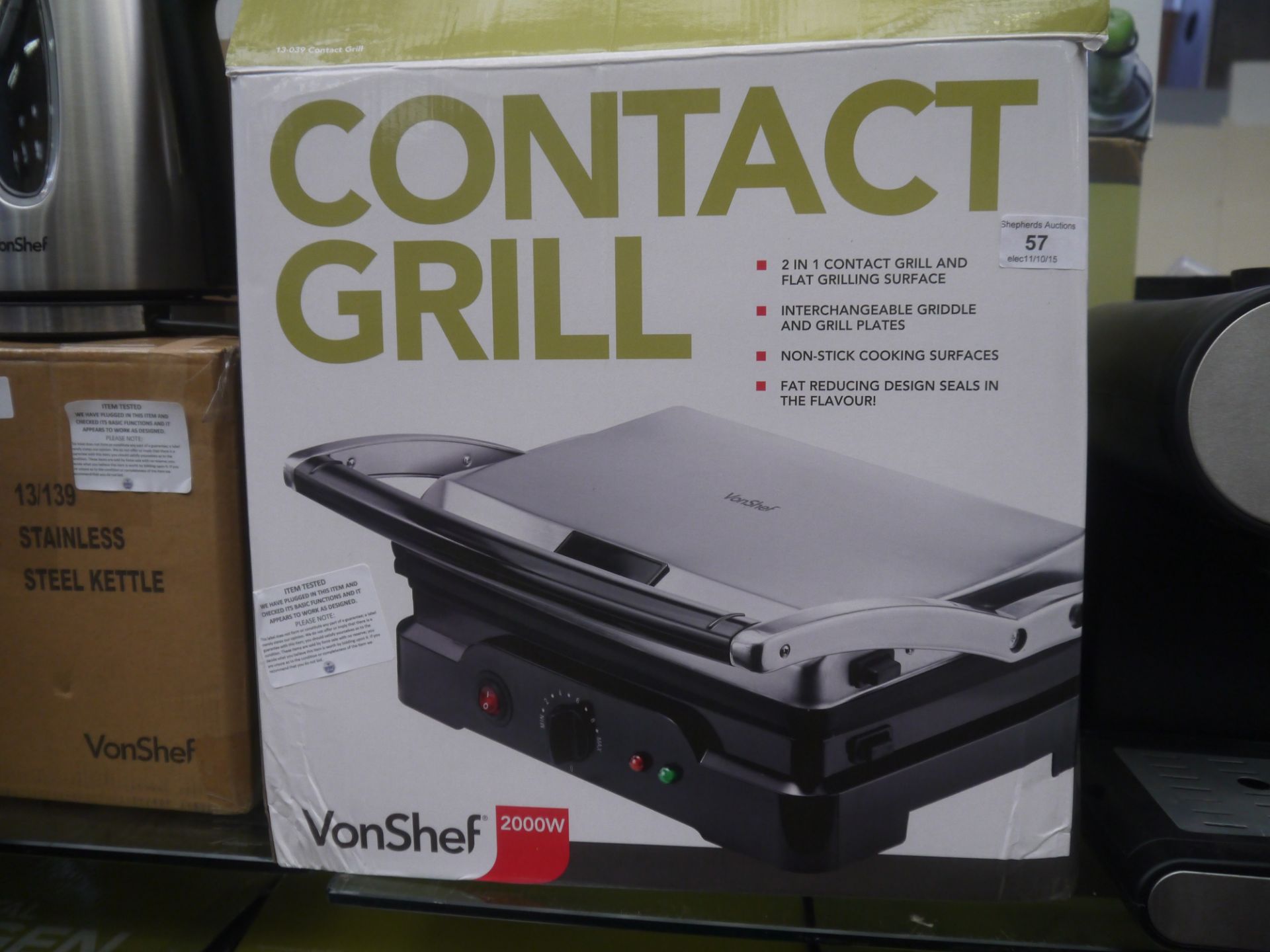 VonShef Contact Grill. Tested working and boxed