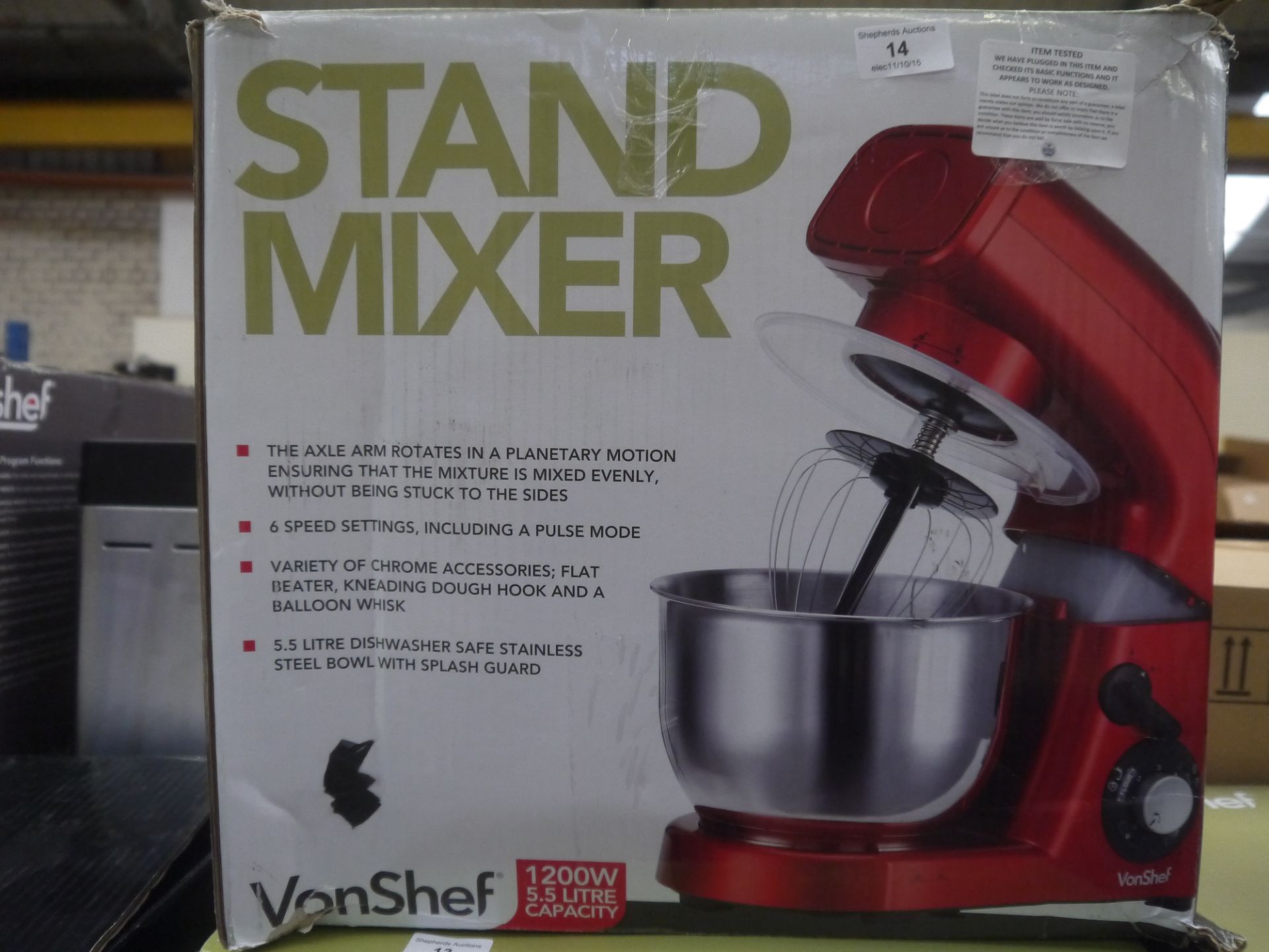 VonShef Stand Mixer. Red Tested working and boxed