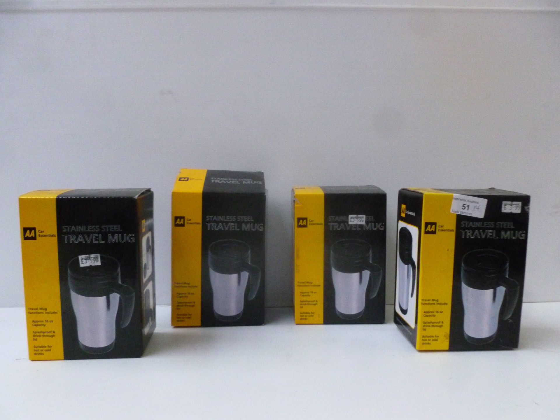 4x AA Stainless Steel Travel Mugs.New and boxed.