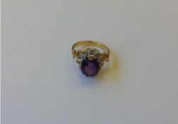 Amethyst and White Stone Ring