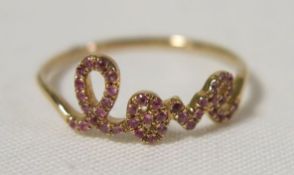 Sydney Evan - 14k Rose Gold & Pink Sapphire "Love" Ring. RRP £465