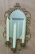 Wall Mounted Triple Candle Holder and Mirror x 24