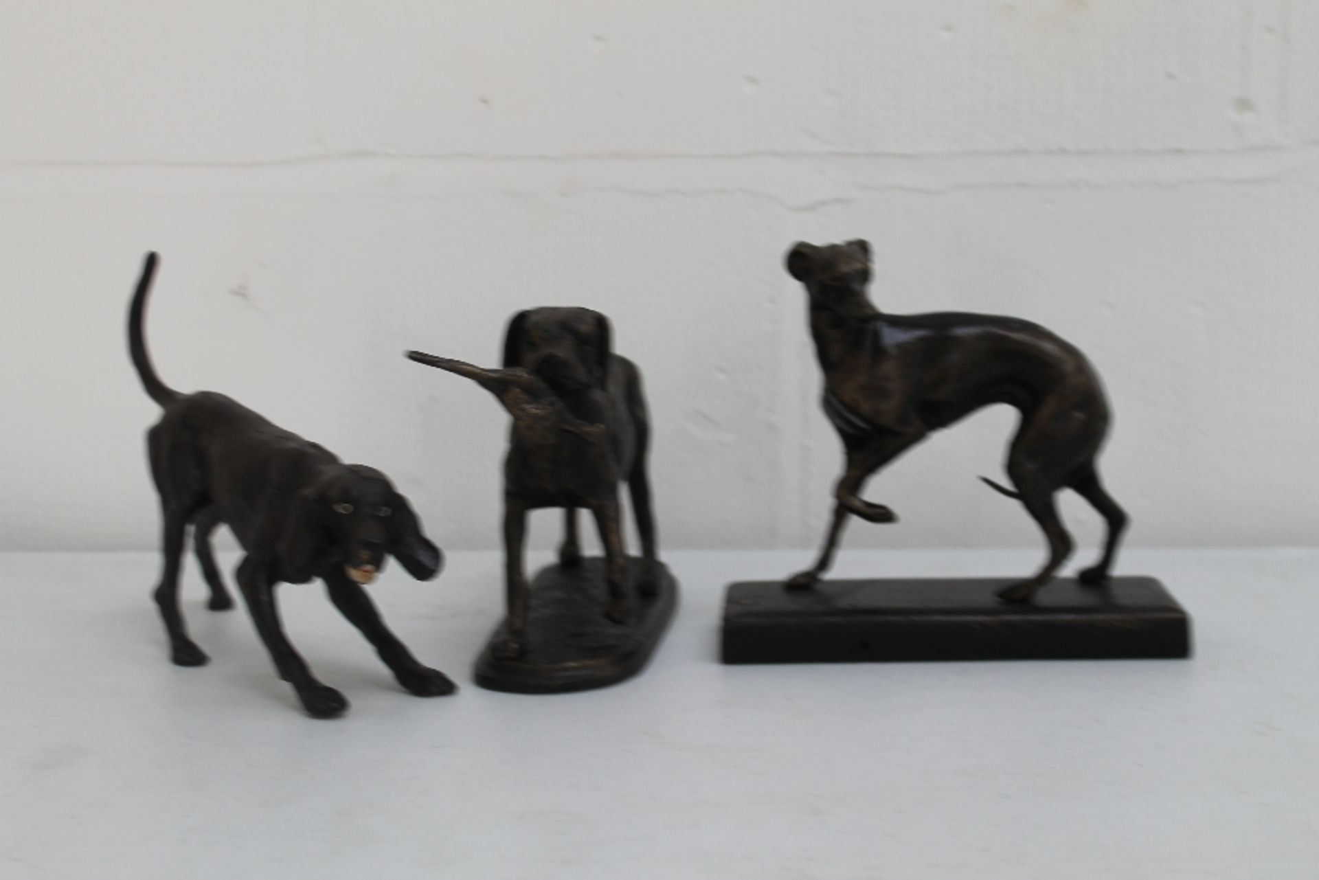 3 Dog Figures – cast metal