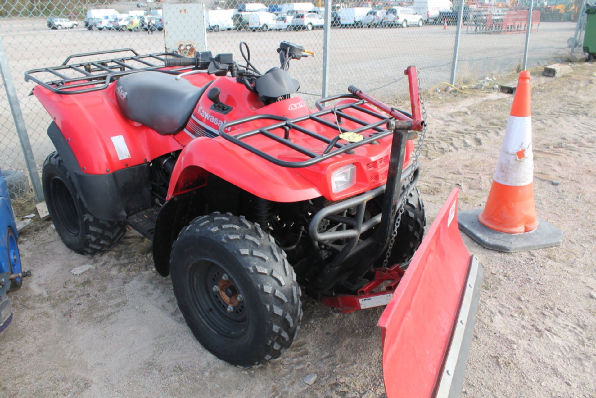 Sale Item:   KAWASAKI KVF 360, SUB CHASSIS  & SNOW BLADE FITTED KEY IN P/CABIN   Vat Status: