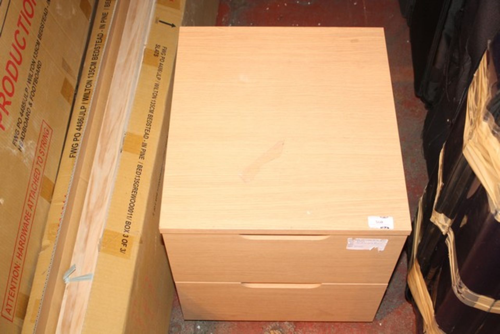 1 x 2 DRAWER BEDSIDE CABINET RRP £100 (6724)  *PLEASE NOTE THAT THE BID PRICE IS MULTIPLIED BY THE