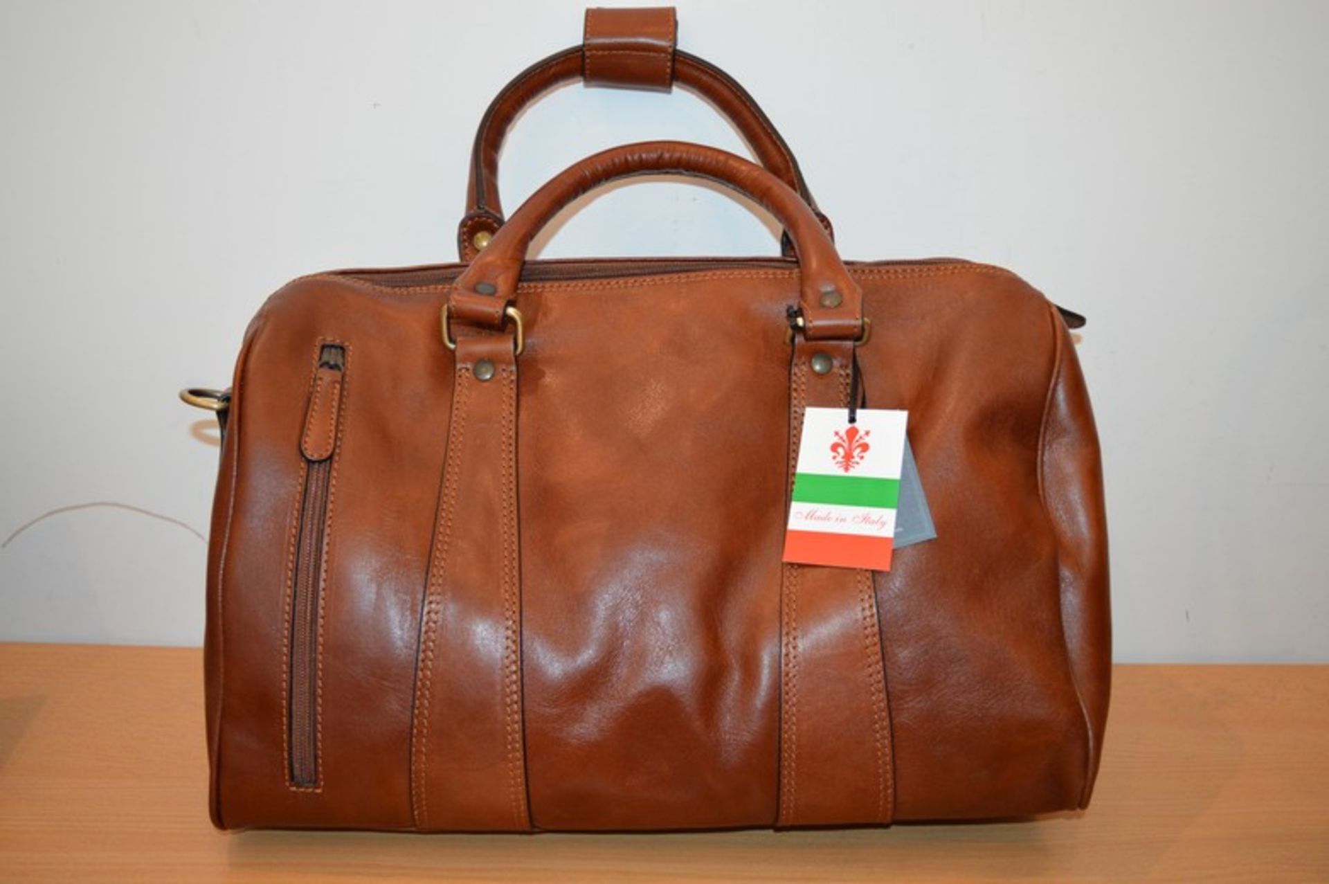 BRAND NEW JOHN LEWIS MADE IN ITALY GENUINE TAN LEATHER HOLDALL RRP £155 (DSCLIP)(23.03.15)