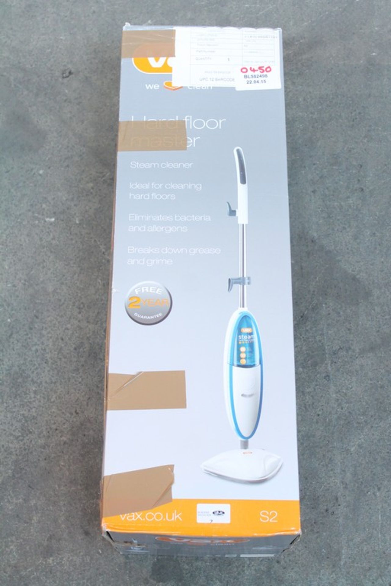 1 x BOXED VAX S2 STEAM MOP (582498) RRP £45 (22/4/15)  *PLEASE NOTE THAT THE BID PRICE IS MULTIPLIED