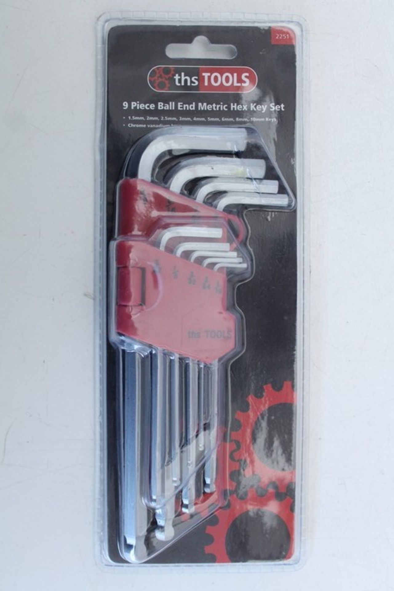 ONE LOT TO CONTAIN 5X BOXED BRAND NEW 9 PIECE BALL END HEX ALLEN KEY SETS (THS-TOOLS)