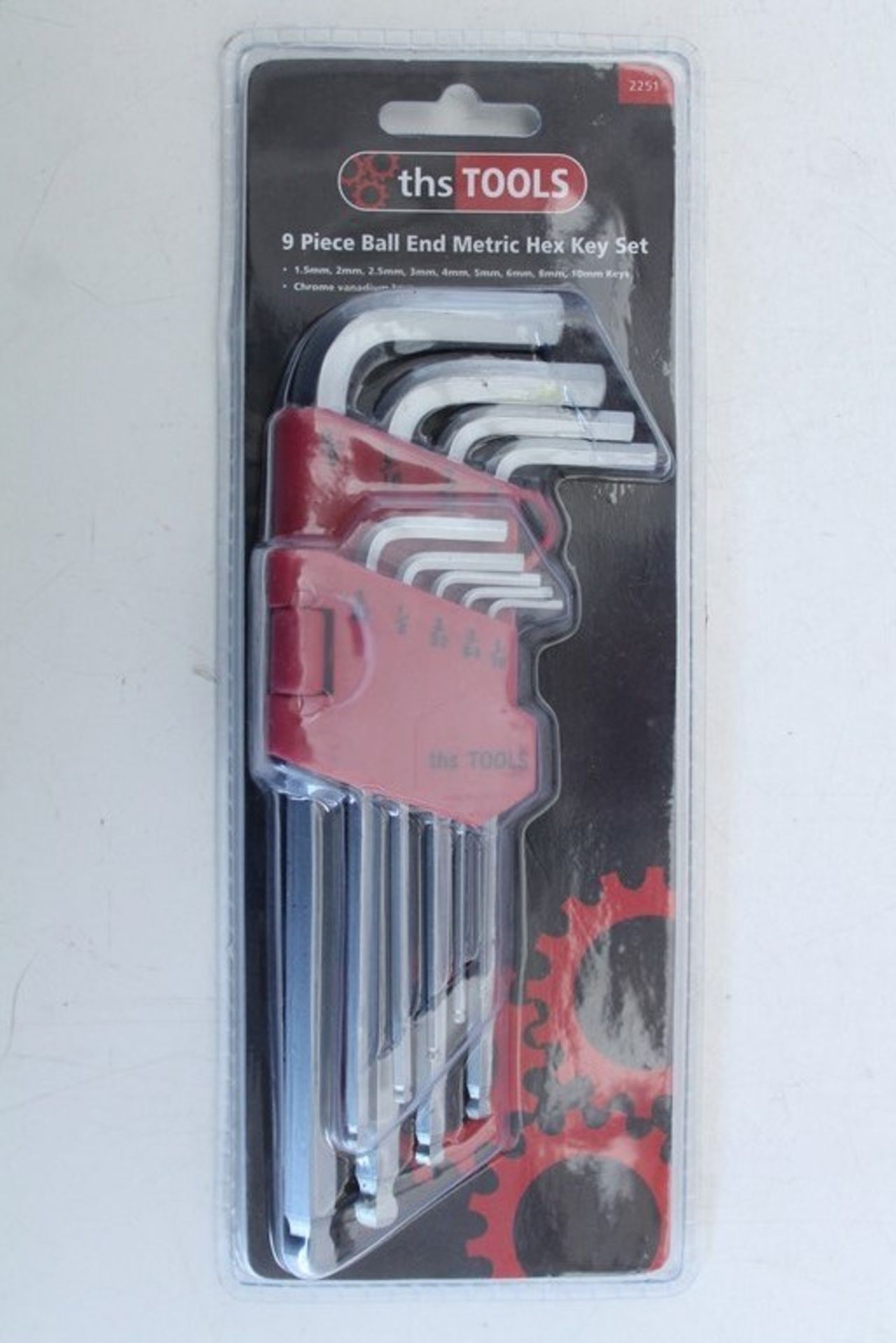 ONE LOT TO CONTAIN 5X BOXED BRAND NEW 9 PIECE BALL END HEX ALLEN KEY SETS (THS-TOOLS)