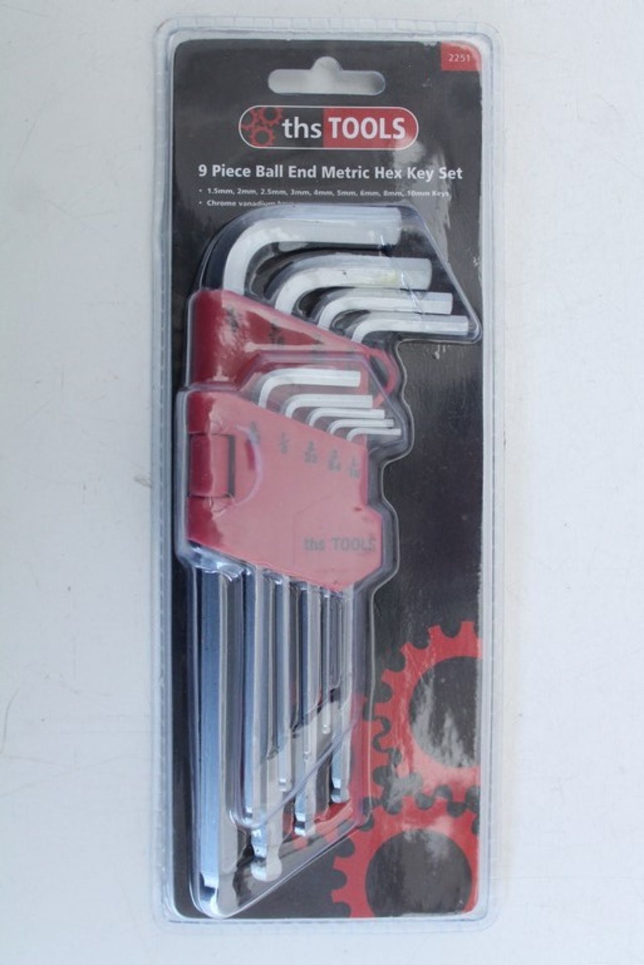 ONE LOT TO CONTAIN 5X BOXED BRAND NEW 9 PIECE BALL END HEX ALLEN KEY SETS (THS-TOOLS)